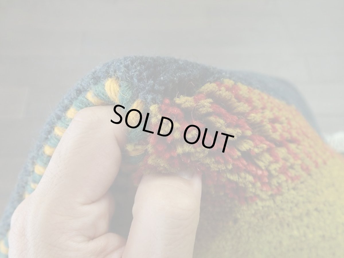 画像15: 新品 ペルシャ ギャッベ 玄関 マット 90cm サイズ 86 x 58 cm C112 肉厚 ウール ハンドメイド ギャベ 手織り トライバル ラグ 天然 敷物 カーペット 藍 紺 黄土色 緑 動物 生命の樹 玄関ドアマットのアクセントに (15)