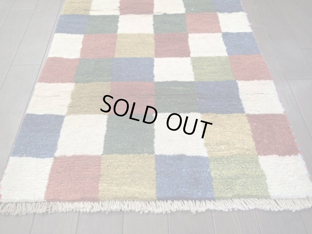 画像7: 新品 ペルシャ ギャッベ 玄関 マット 90cm サイズ 80 x 56 cm 200 肉厚 ウール ハンドメイド ギャベ 手織り トライバル ラグ 天然 敷物 カーペット マルチカラー ブロック 玄関ドアマットのアクセントに (7)