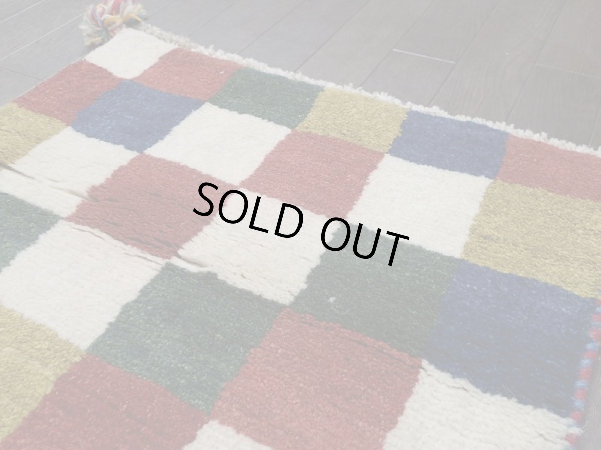 画像11: 新品 ペルシャ ギャッベ 玄関 マット 90cm サイズ 80 x 56 cm 200 肉厚 ウール ハンドメイド ギャベ 手織り トライバル ラグ 天然 敷物 カーペット マルチカラー ブロック 玄関ドアマットのアクセントに (11)