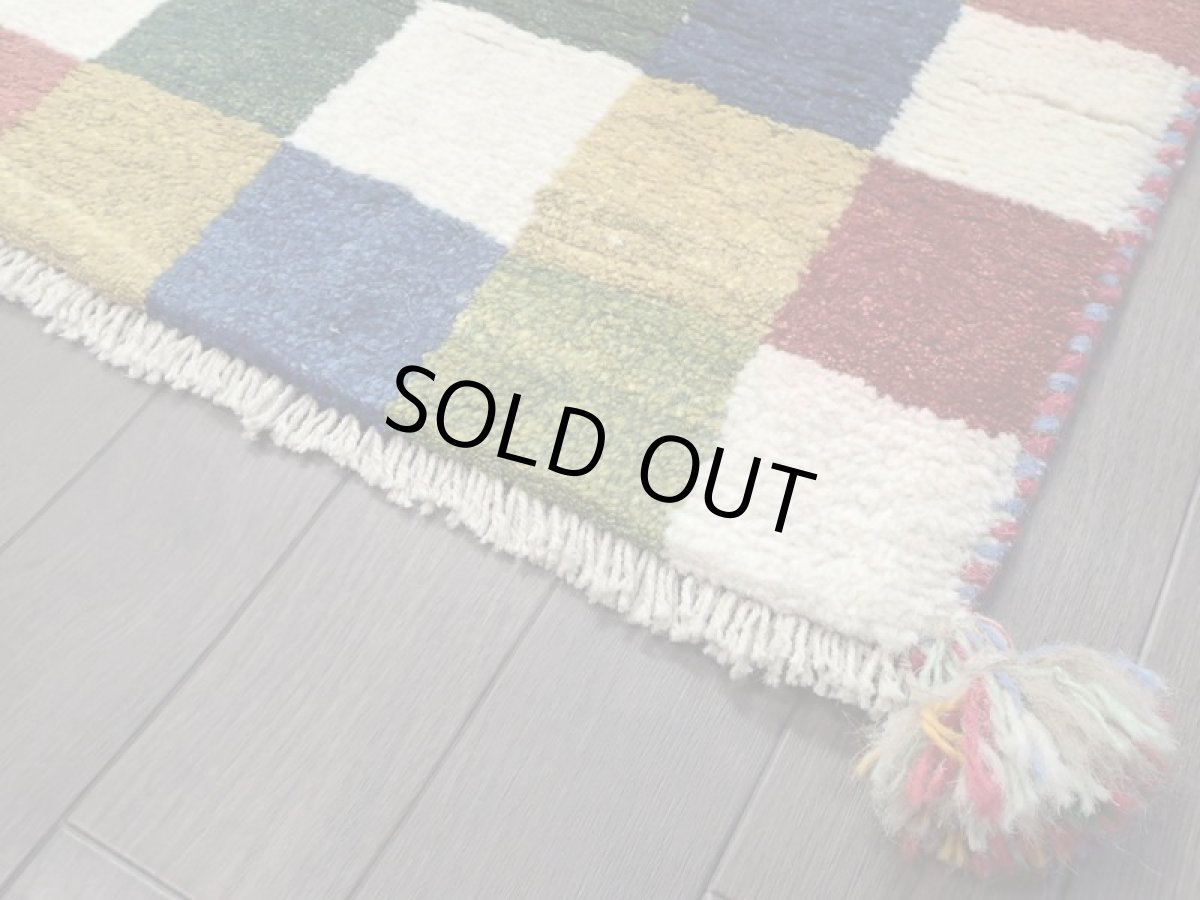 画像13: 新品 ペルシャ ギャッベ 玄関 マット 90cm サイズ 80 x 56 cm 200 肉厚 ウール ハンドメイド ギャベ 手織り トライバル ラグ 天然 敷物 カーペット マルチカラー ブロック 玄関ドアマットのアクセントに (13)