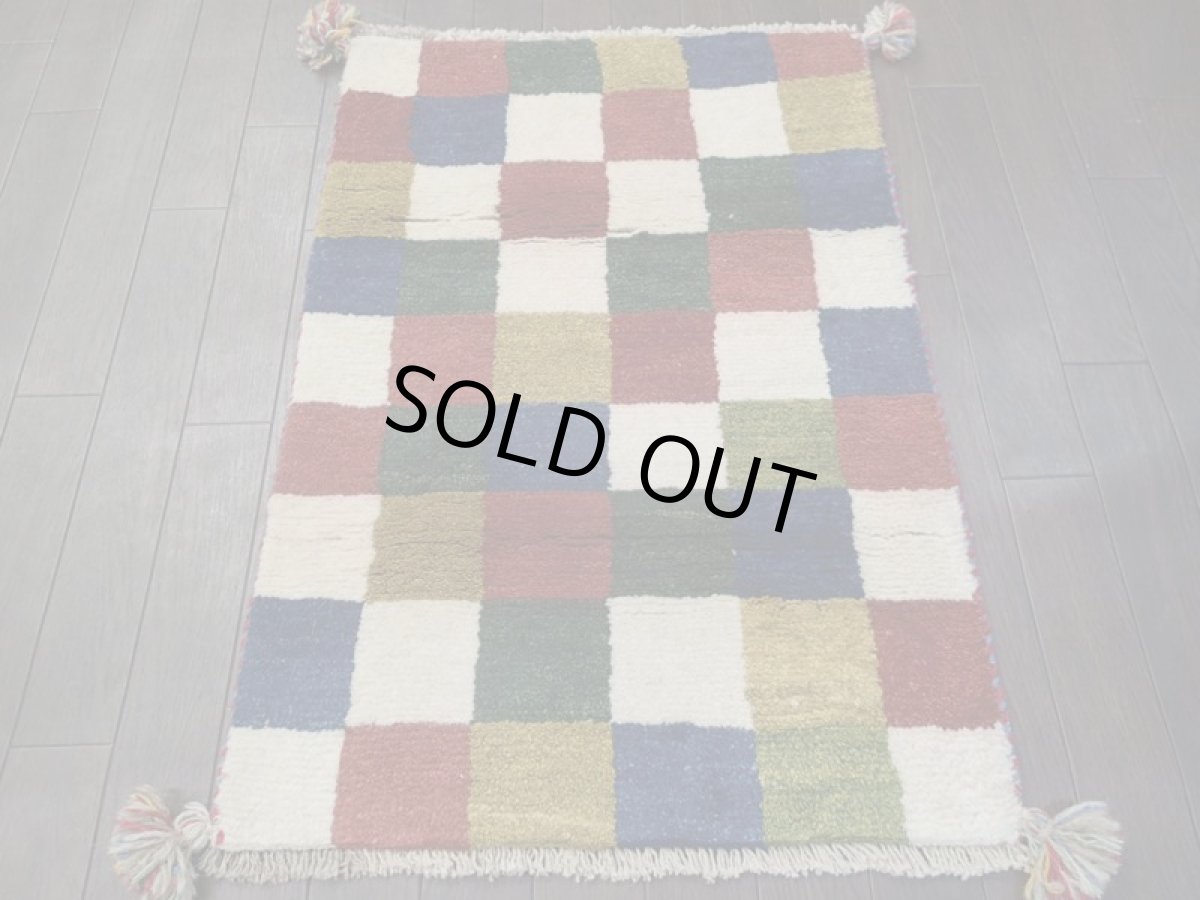 画像6: 新品 ペルシャ ギャッベ 玄関 マット 90cm サイズ 80 x 56 cm 200 肉厚 ウール ハンドメイド ギャベ 手織り トライバル ラグ 天然 敷物 カーペット マルチカラー ブロック 玄関ドアマットのアクセントに (6)