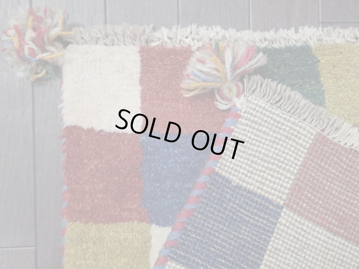 画像17: 新品 ペルシャ ギャッベ 玄関 マット 90cm サイズ 80 x 56 cm 200 肉厚 ウール ハンドメイド ギャベ 手織り トライバル ラグ 天然 敷物 カーペット マルチカラー ブロック 玄関ドアマットのアクセントに (17)