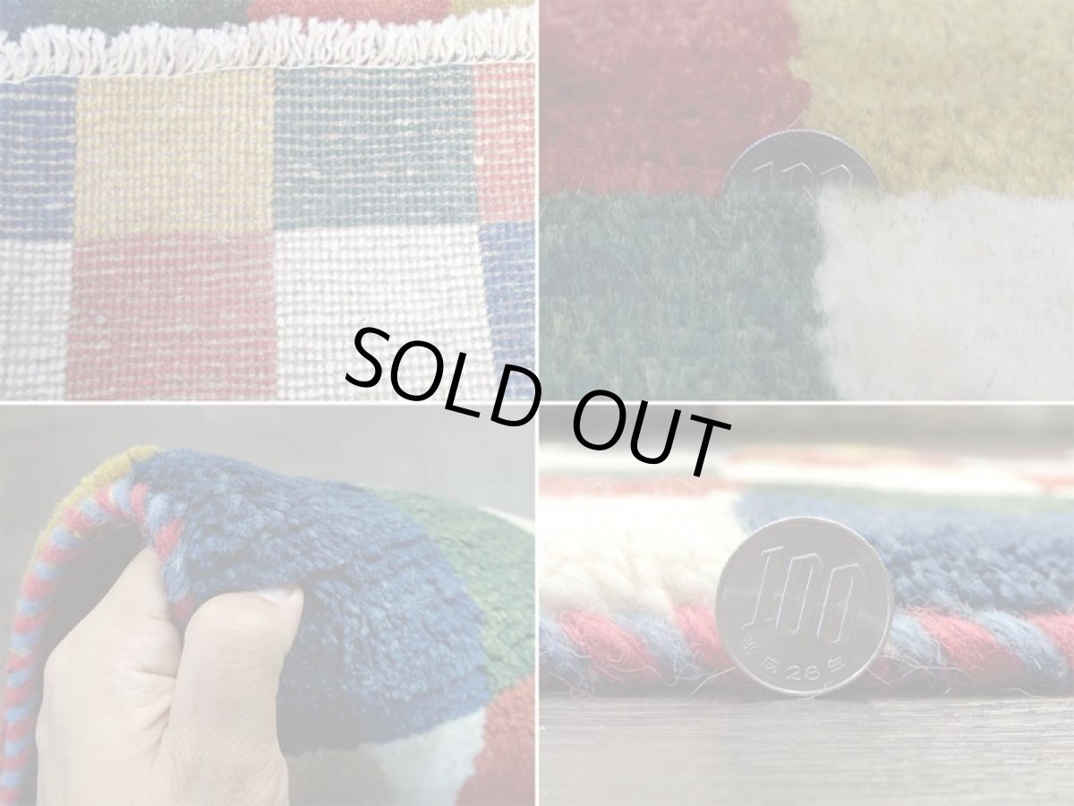 画像20: 新品 ペルシャ ギャッベ 玄関 マット 90cm サイズ 80 x 56 cm 200 肉厚 ウール ハンドメイド ギャベ 手織り トライバル ラグ 天然 敷物 カーペット マルチカラー ブロック 玄関ドアマットのアクセントに (20)