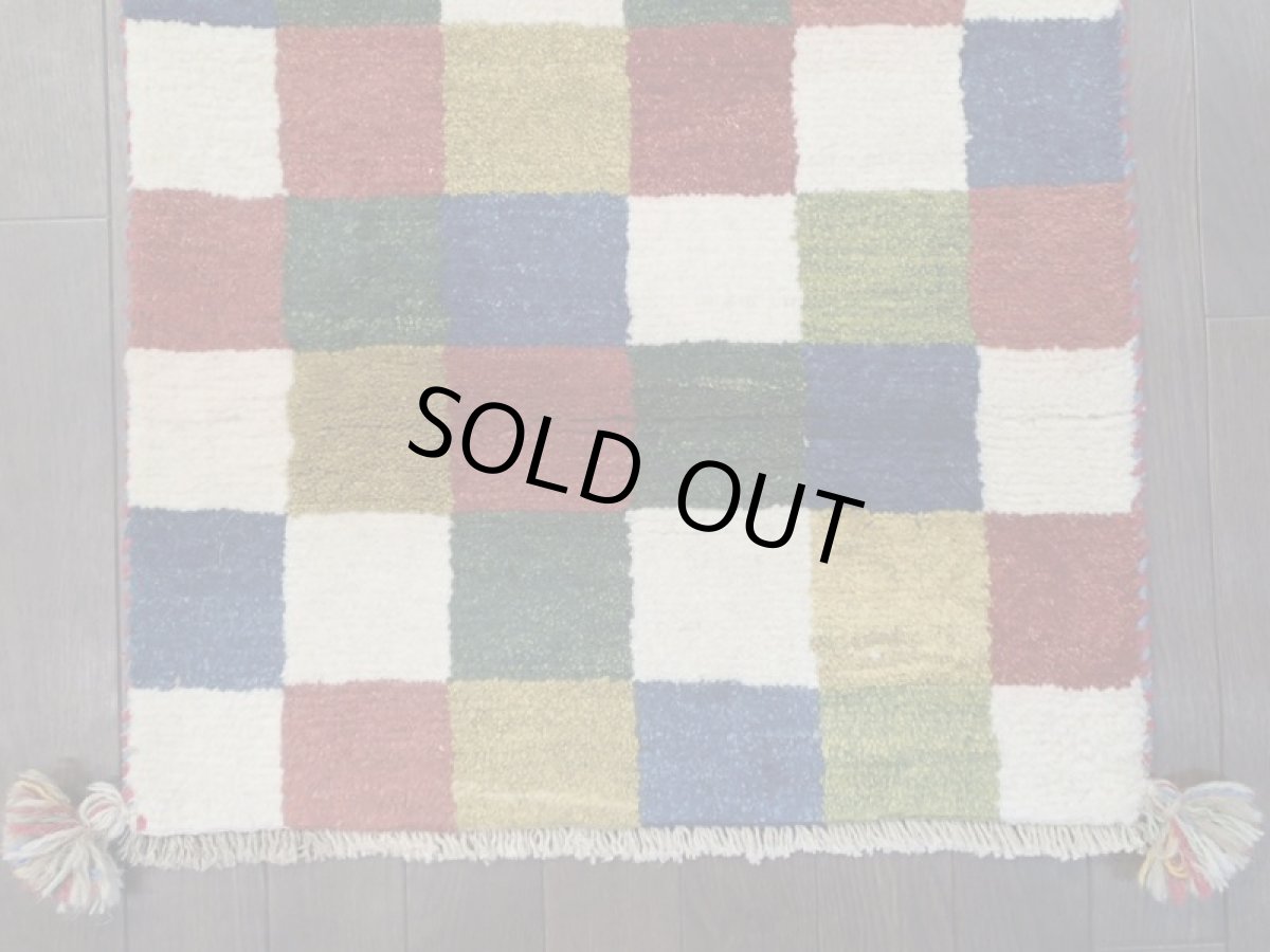 画像10: 新品 ペルシャ ギャッベ 玄関 マット 90cm サイズ 80 x 56 cm 200 肉厚 ウール ハンドメイド ギャベ 手織り トライバル ラグ 天然 敷物 カーペット マルチカラー ブロック 玄関ドアマットのアクセントに (10)