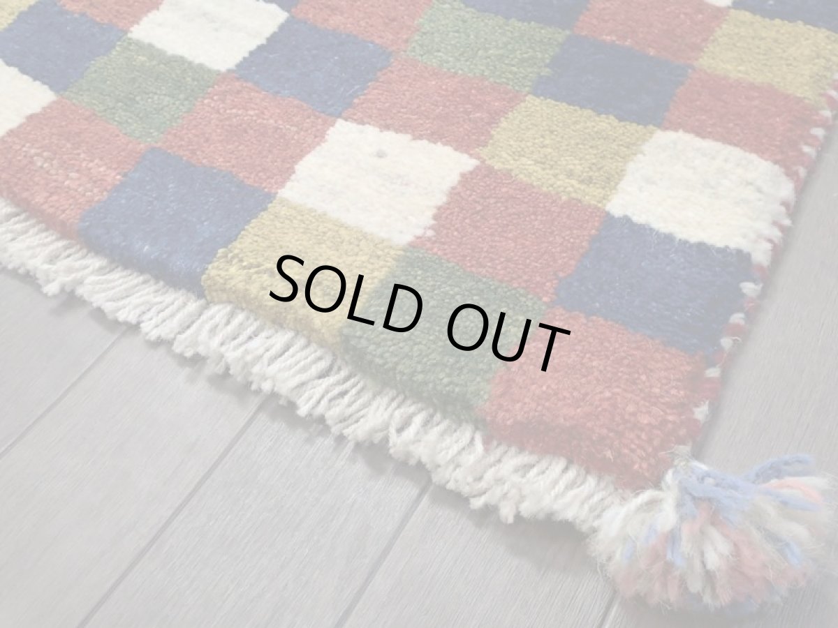 画像12: 新品 ペルシャ ギャッベ 玄関 マット 90cm サイズ 86 x 55 cm 201 肉厚 ウール ハンドメイド ギャベ 手織り トライバル ラグ 天然 敷物 カーペット マルチカラー ブロック 玄関ドアマットのアクセントに (12)