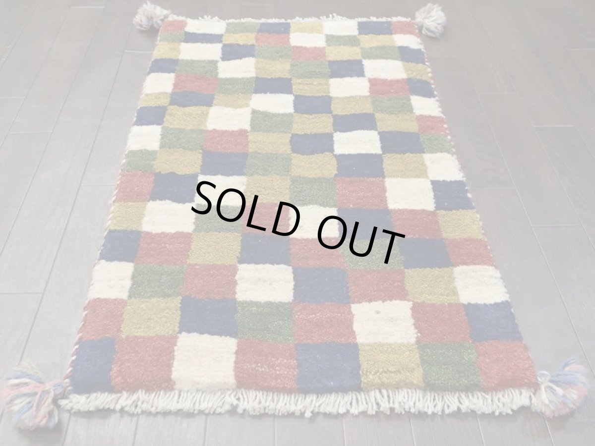 画像6: 新品 ペルシャ ギャッベ 玄関 マット 90cm サイズ 86 x 55 cm 201 肉厚 ウール ハンドメイド ギャベ 手織り トライバル ラグ 天然 敷物 カーペット マルチカラー ブロック 玄関ドアマットのアクセントに (6)