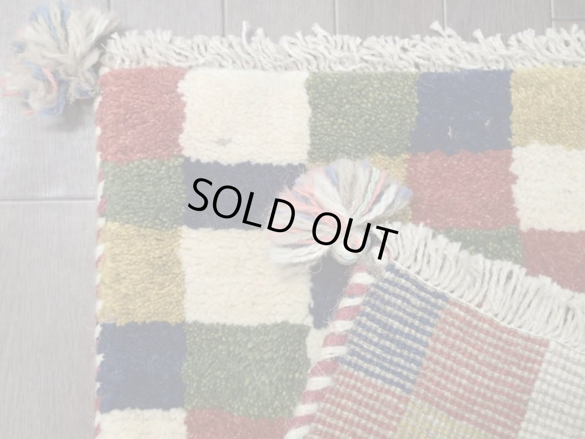 画像16: 新品 ペルシャ ギャッベ 玄関 マット 90cm サイズ 86 x 55 cm 201 肉厚 ウール ハンドメイド ギャベ 手織り トライバル ラグ 天然 敷物 カーペット マルチカラー ブロック 玄関ドアマットのアクセントに (16)