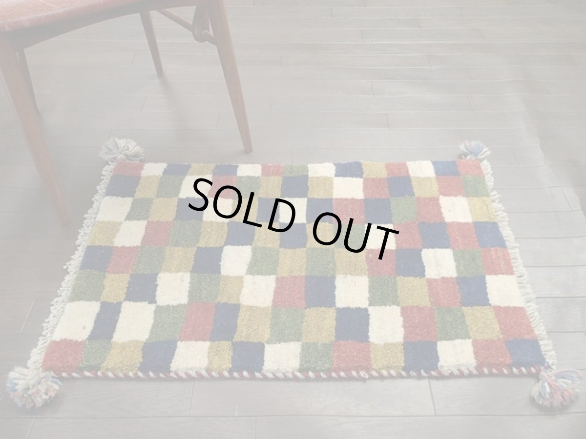 画像5: 新品 ペルシャ ギャッベ 玄関 マット 90cm サイズ 86 x 55 cm 201 肉厚 ウール ハンドメイド ギャベ 手織り トライバル ラグ 天然 敷物 カーペット マルチカラー ブロック 玄関ドアマットのアクセントに (5)