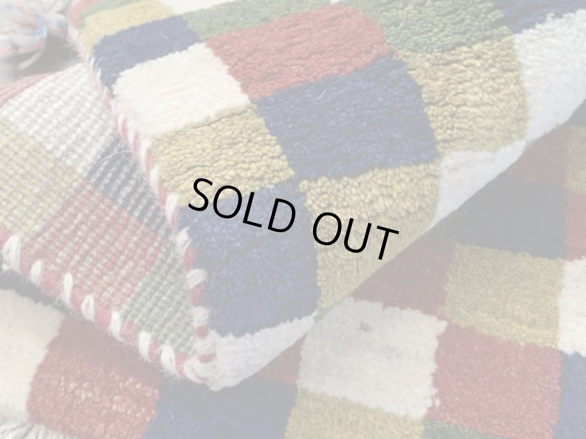 画像17: 新品 ペルシャ ギャッベ 玄関 マット 90cm サイズ 86 x 55 cm 201 肉厚 ウール ハンドメイド ギャベ 手織り トライバル ラグ 天然 敷物 カーペット マルチカラー ブロック 玄関ドアマットのアクセントに (17)