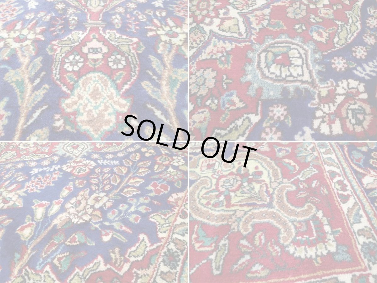 画像17: 良品 オールド ペルシャ 絨毯 タブリーズ リビング ダイニング 大判 3m 6畳 3人掛けソファ サイズ  302 x 209 cm z130 手織り トライバル ラグ 天然 ウール 敷物 マット カーペット 青 メダリオン 草木 花 柄 ヴィンテージ ビンテージ OLD (17)