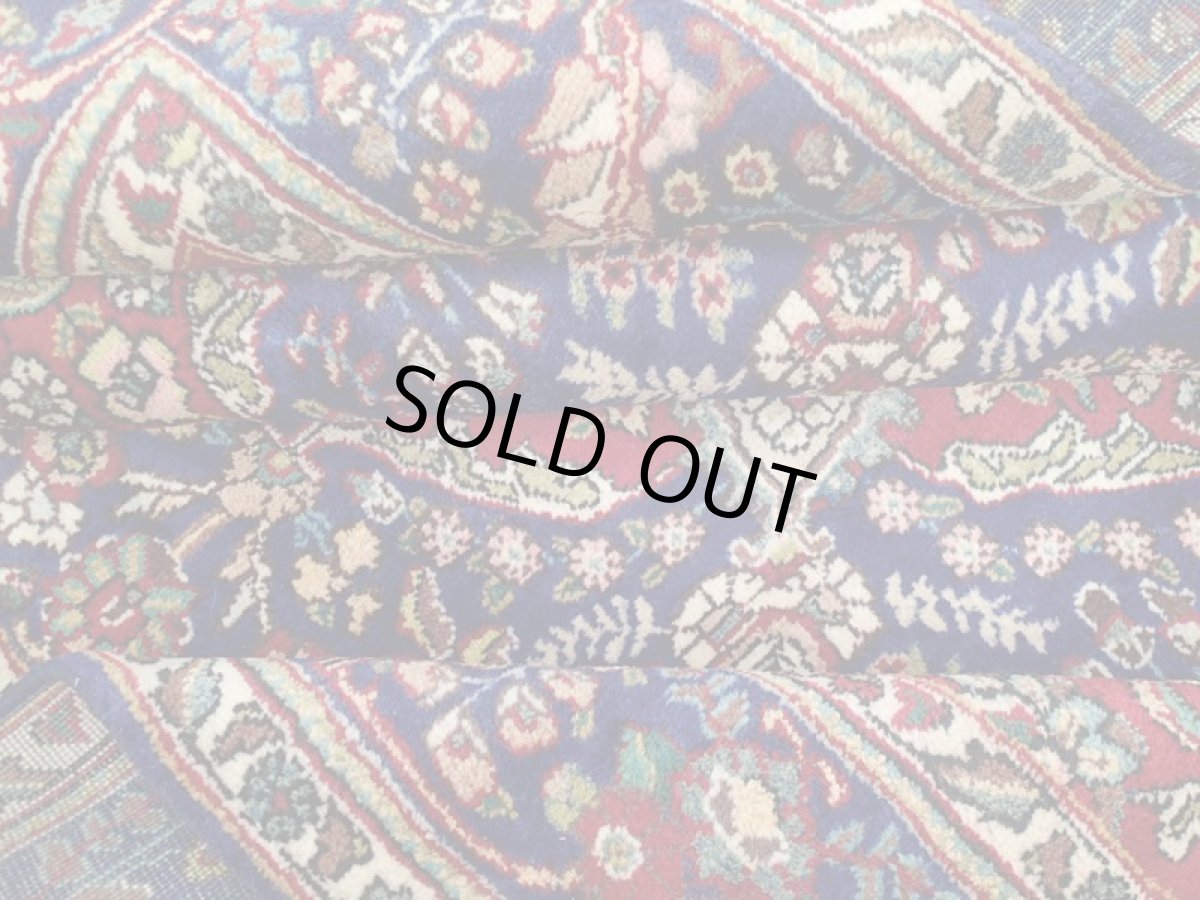 画像15: 良品 オールド ペルシャ 絨毯 タブリーズ リビング ダイニング 大判 3m 6畳 3人掛けソファ サイズ  302 x 209 cm z130 手織り トライバル ラグ 天然 ウール 敷物 マット カーペット 青 メダリオン 草木 花 柄 ヴィンテージ ビンテージ OLD (15)