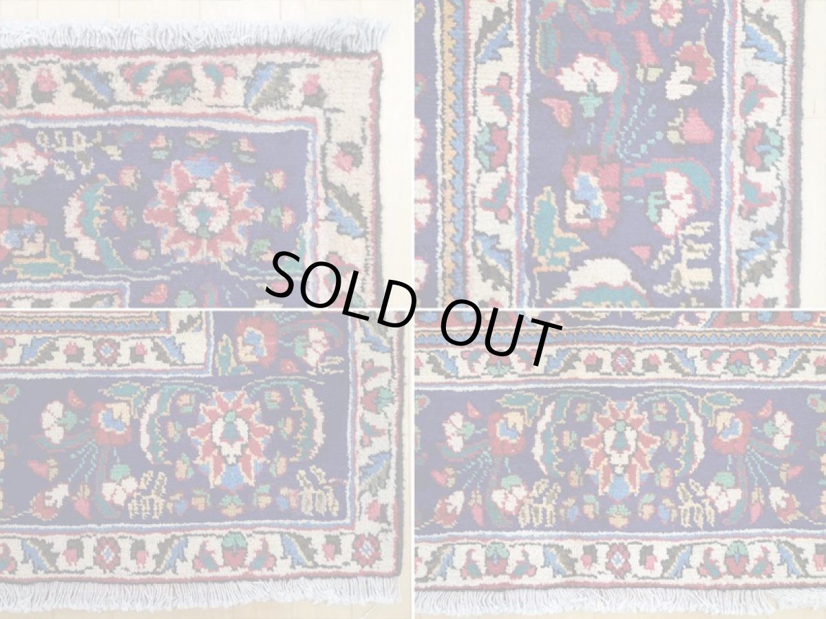 画像19: 良品 オールド ペルシャ 絨毯 タブリーズ リビング ダイニング 大判 3m 6畳 3人掛けソファ サイズ  305 x 205 cm z156 手織り トライバル ラグ 天然 ウール 敷物 マット カーペット 青 メダリオン 草木 花 柄 ヴィンテージ ビンテージ OLD (19)