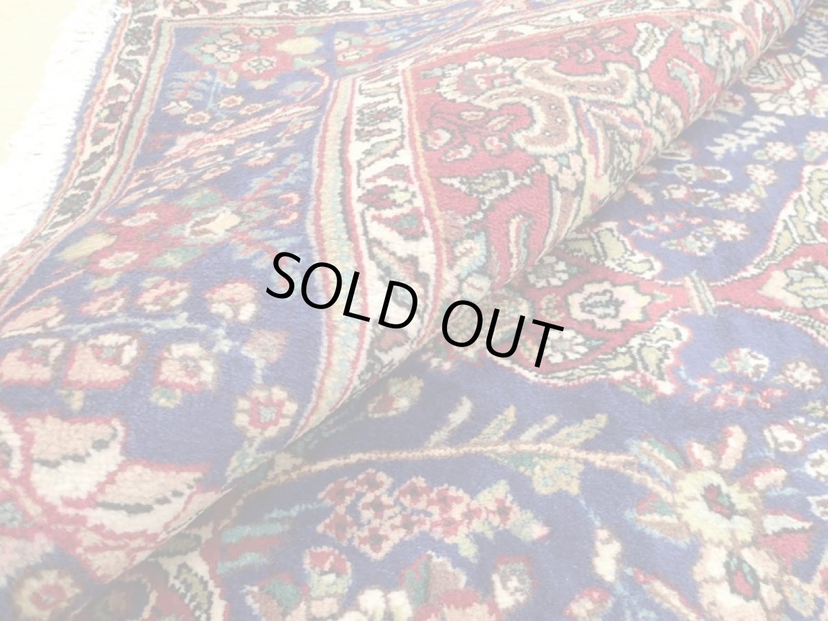 画像14: 良品 オールド ペルシャ 絨毯 タブリーズ リビング ダイニング 大判 3m 6畳 3人掛けソファ サイズ  302 x 209 cm z130 手織り トライバル ラグ 天然 ウール 敷物 マット カーペット 青 メダリオン 草木 花 柄 ヴィンテージ ビンテージ OLD (14)