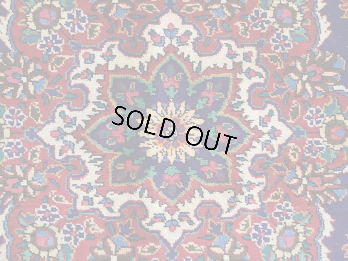 画像12: 良品 オールド ペルシャ 絨毯 タブリーズ リビング ダイニング 大判 3m 6畳 3人掛けソファ サイズ  305 x 205 cm z156 手織り トライバル ラグ 天然 ウール 敷物 マット カーペット 青 メダリオン 草木 花 柄 ヴィンテージ ビンテージ OLD (12)