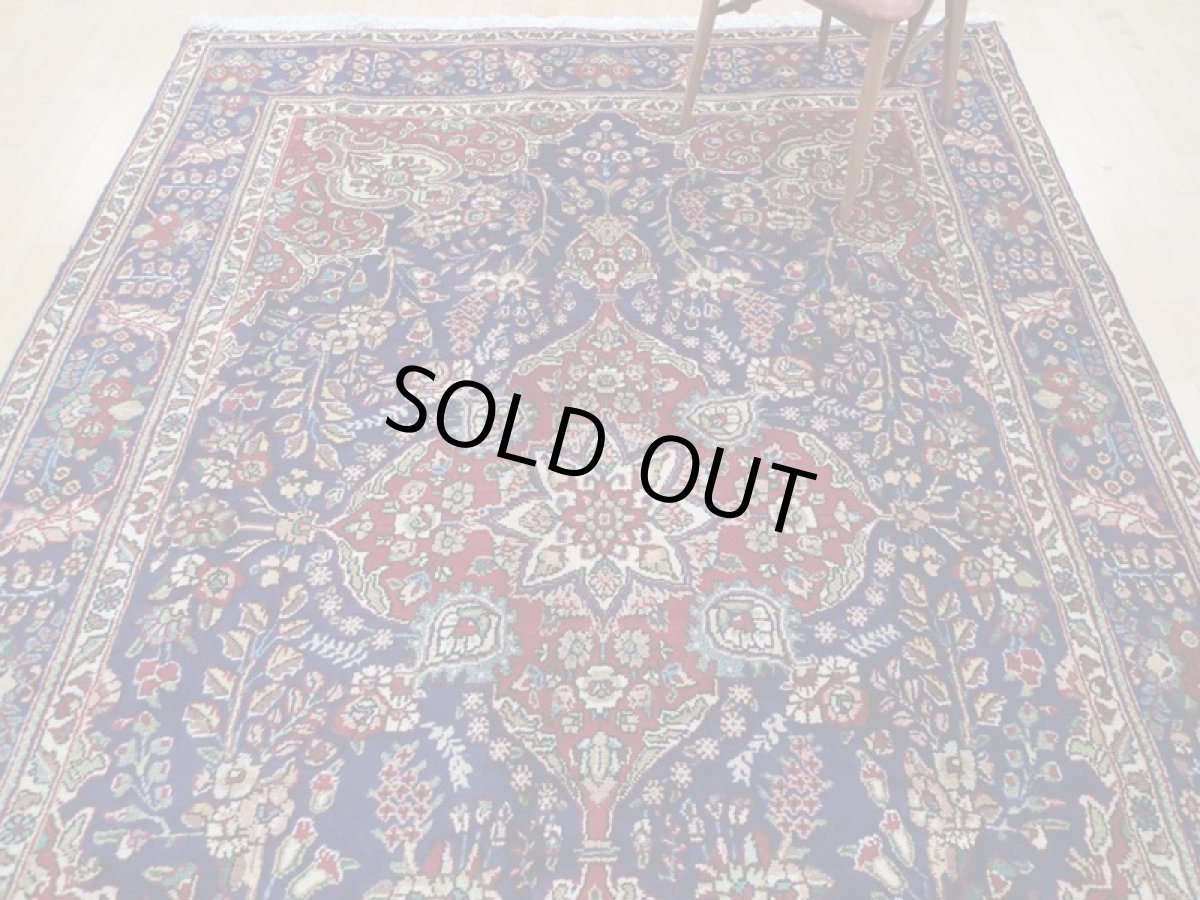 画像8: 良品 オールド ペルシャ 絨毯 タブリーズ リビング ダイニング 大判 3m 6畳 3人掛けソファ サイズ  302 x 209 cm z130 手織り トライバル ラグ 天然 ウール 敷物 マット カーペット 青 メダリオン 草木 花 柄 ヴィンテージ ビンテージ OLD (8)