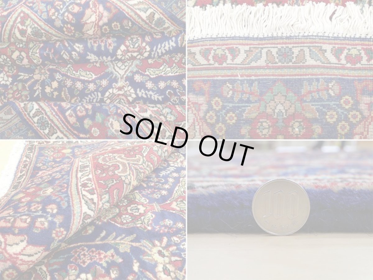 画像20: 良品 オールド ペルシャ 絨毯 タブリーズ リビング ダイニング 大判 3m 6畳 3人掛けソファ サイズ  302 x 209 cm z130 手織り トライバル ラグ 天然 ウール 敷物 マット カーペット 青 メダリオン 草木 花 柄 ヴィンテージ ビンテージ OLD (20)