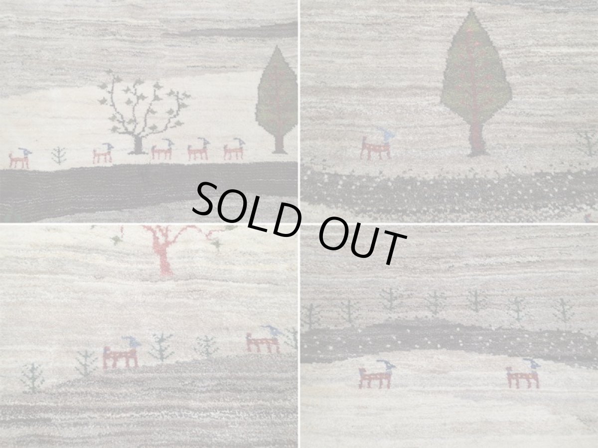 画像16: 新品 ペルシャ ギャッベ 2.5m リビング ダイニング 3帖 3人掛けソファ サイズ 250 x 210 cm n3 ハンドメイド ギャベ 手織り トライバル ラグ 天然 ウール 敷物 マット カーペット クリーム 茶 灰 動物 鹿 風景 (16)