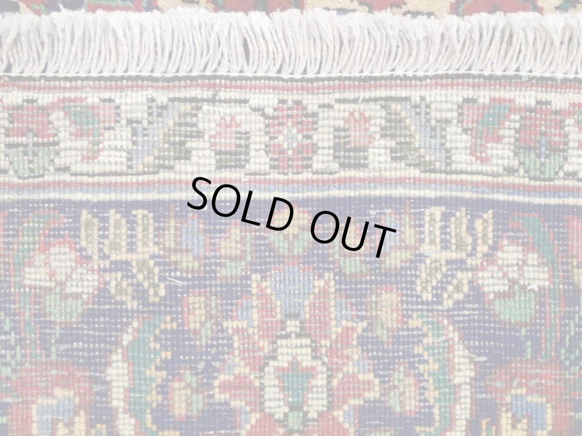 画像15: 良品 オールド ペルシャ 絨毯 タブリーズ リビング ダイニング 大判 3m 6畳 3人掛けソファ サイズ  305 x 205 cm z156 手織り トライバル ラグ 天然 ウール 敷物 マット カーペット 青 メダリオン 草木 花 柄 ヴィンテージ ビンテージ OLD (15)