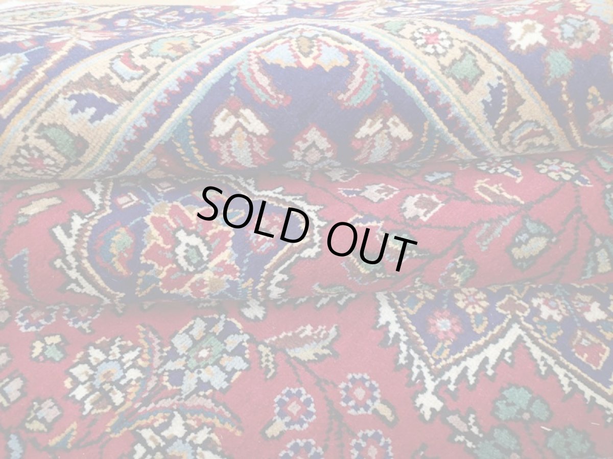 画像14: 良品 オールド ペルシャ 絨毯 タブリーズ リビング ダイニング 大判 3m 6畳 3人掛けソファ サイズ  310 x 205 cm z122 手織り トライバル ラグ 天然 ウール 敷物 マット カーペット 赤 メダリオン 草木 花 柄 ヴィンテージ ビンテージ OLD (14)