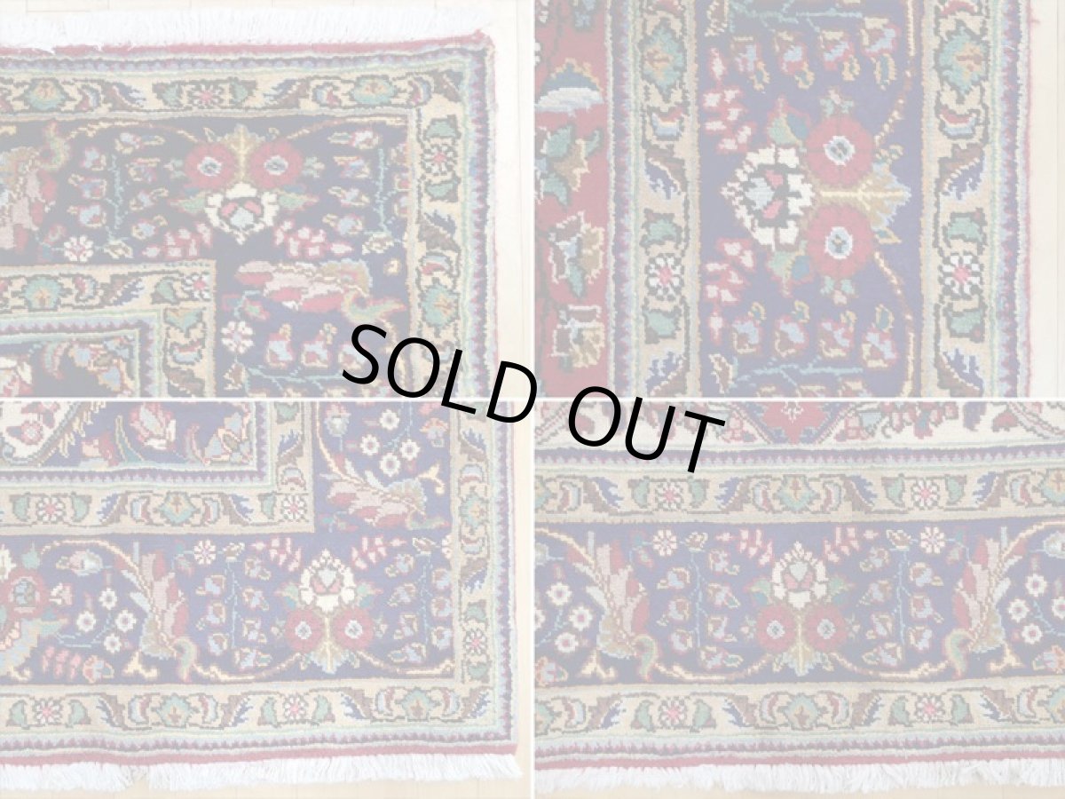 画像16: 良品 オールド ペルシャ 絨毯 タブリーズ リビング ダイニング 大判 3m 6畳 3人掛けソファ サイズ  310 x 205 cm z122 手織り トライバル ラグ 天然 ウール 敷物 マット カーペット 赤 メダリオン 草木 花 柄 ヴィンテージ ビンテージ OLD (16)