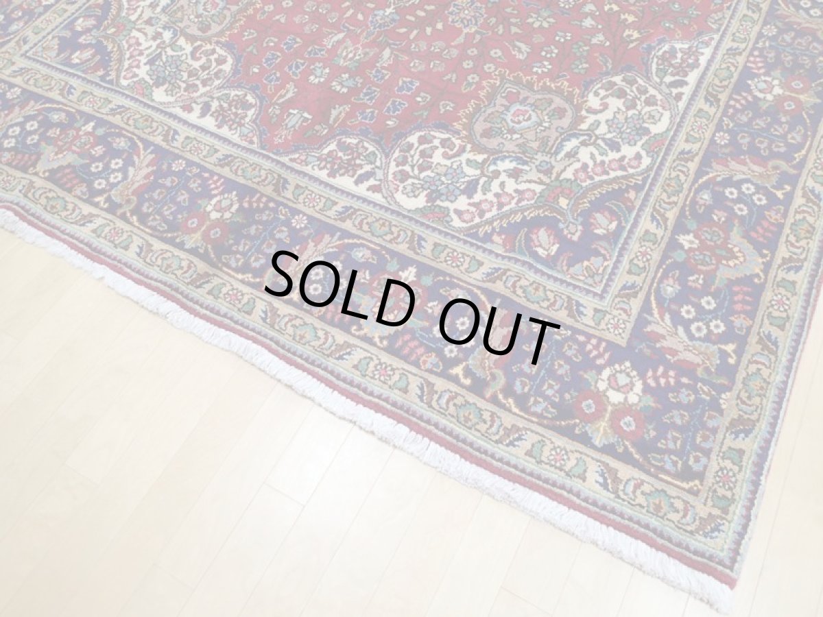 画像10: 良品 オールド ペルシャ 絨毯 タブリーズ リビング ダイニング 大判 3m 6畳 3人掛けソファ サイズ  310 x 205 cm z122 手織り トライバル ラグ 天然 ウール 敷物 マット カーペット 赤 メダリオン 草木 花 柄 ヴィンテージ ビンテージ OLD (10)