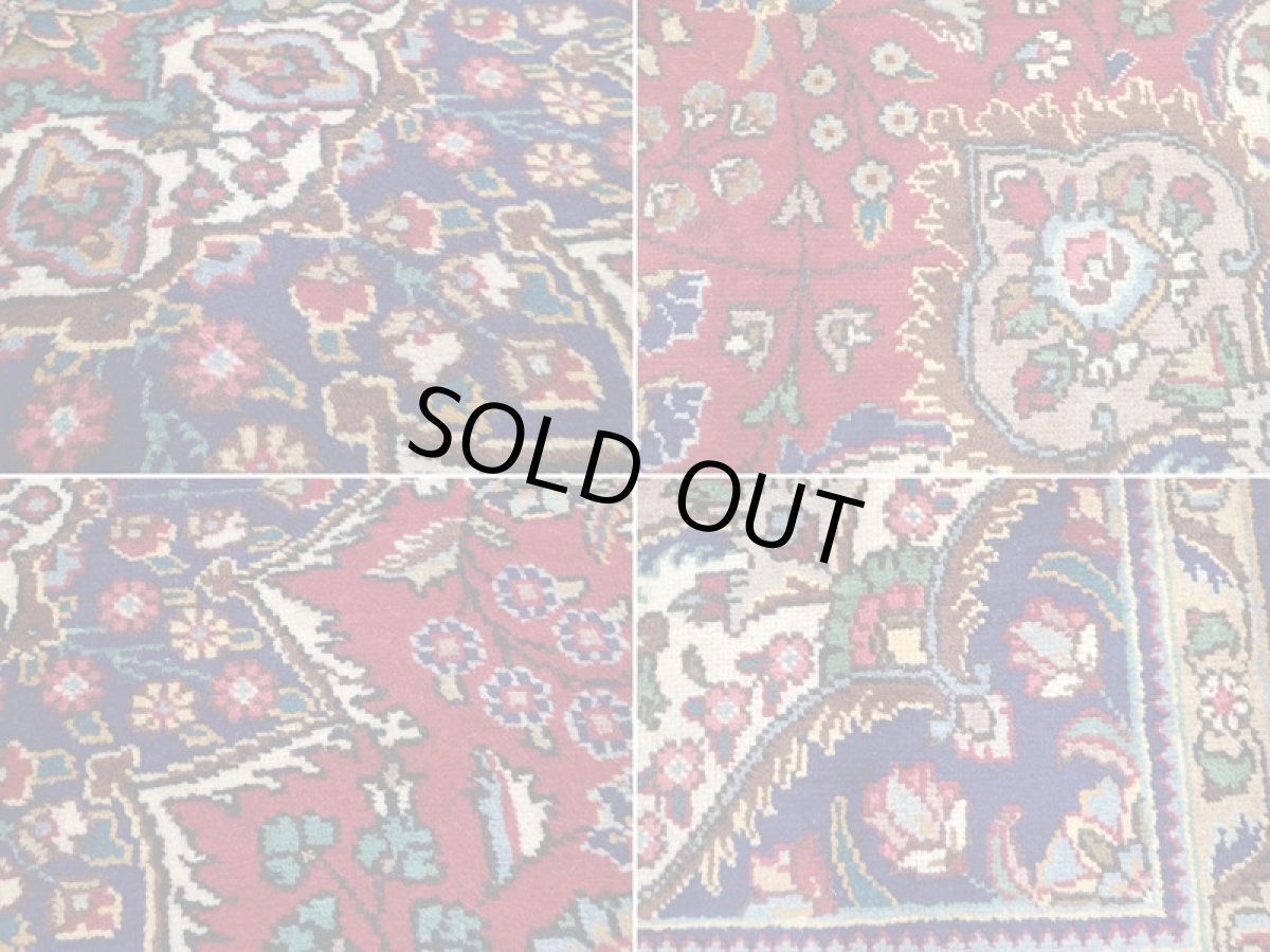 画像17: 良品 オールド ペルシャ 絨毯 タブリーズ リビング ダイニング 大判 3m 6畳 3人掛けソファ サイズ  310 x 205 cm z122 手織り トライバル ラグ 天然 ウール 敷物 マット カーペット 赤 メダリオン 草木 花 柄 ヴィンテージ ビンテージ OLD (17)