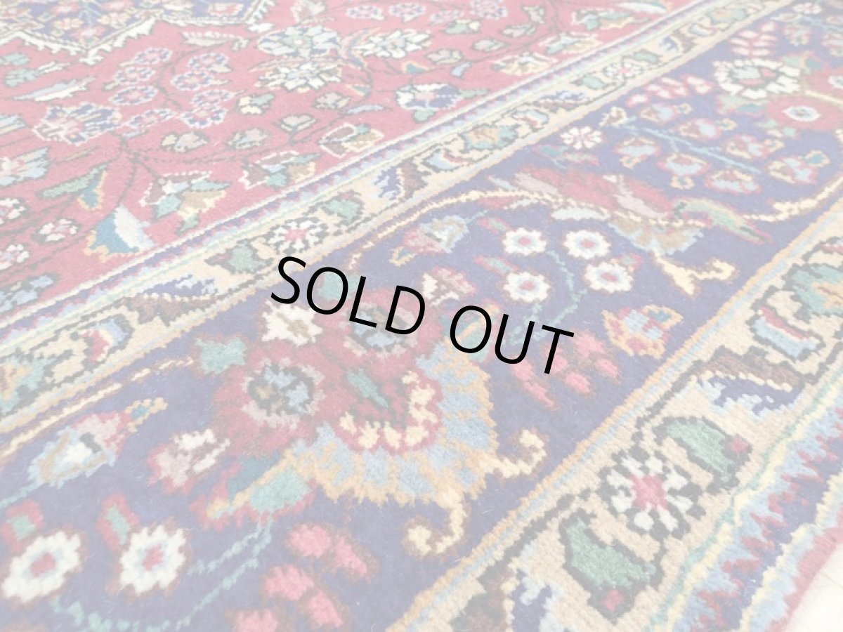 画像13: 良品 オールド ペルシャ 絨毯 タブリーズ リビング ダイニング 大判 3m 6畳 3人掛けソファ サイズ  310 x 205 cm z122 手織り トライバル ラグ 天然 ウール 敷物 マット カーペット 赤 メダリオン 草木 花 柄 ヴィンテージ ビンテージ OLD (13)