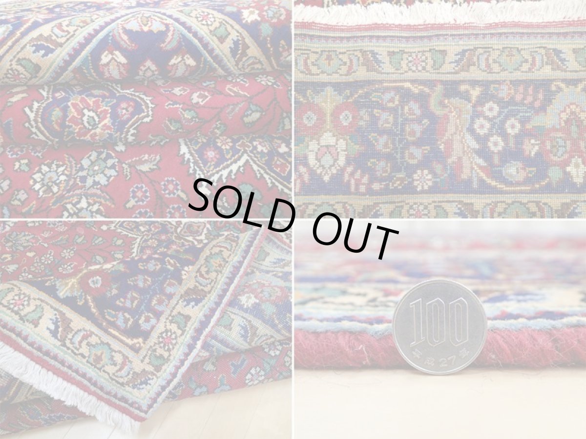 画像20: 良品 オールド ペルシャ 絨毯 タブリーズ リビング ダイニング 大判 3m 6畳 3人掛けソファ サイズ  310 x 205 cm z122 手織り トライバル ラグ 天然 ウール 敷物 マット カーペット 赤 メダリオン 草木 花 柄 ヴィンテージ ビンテージ OLD (20)