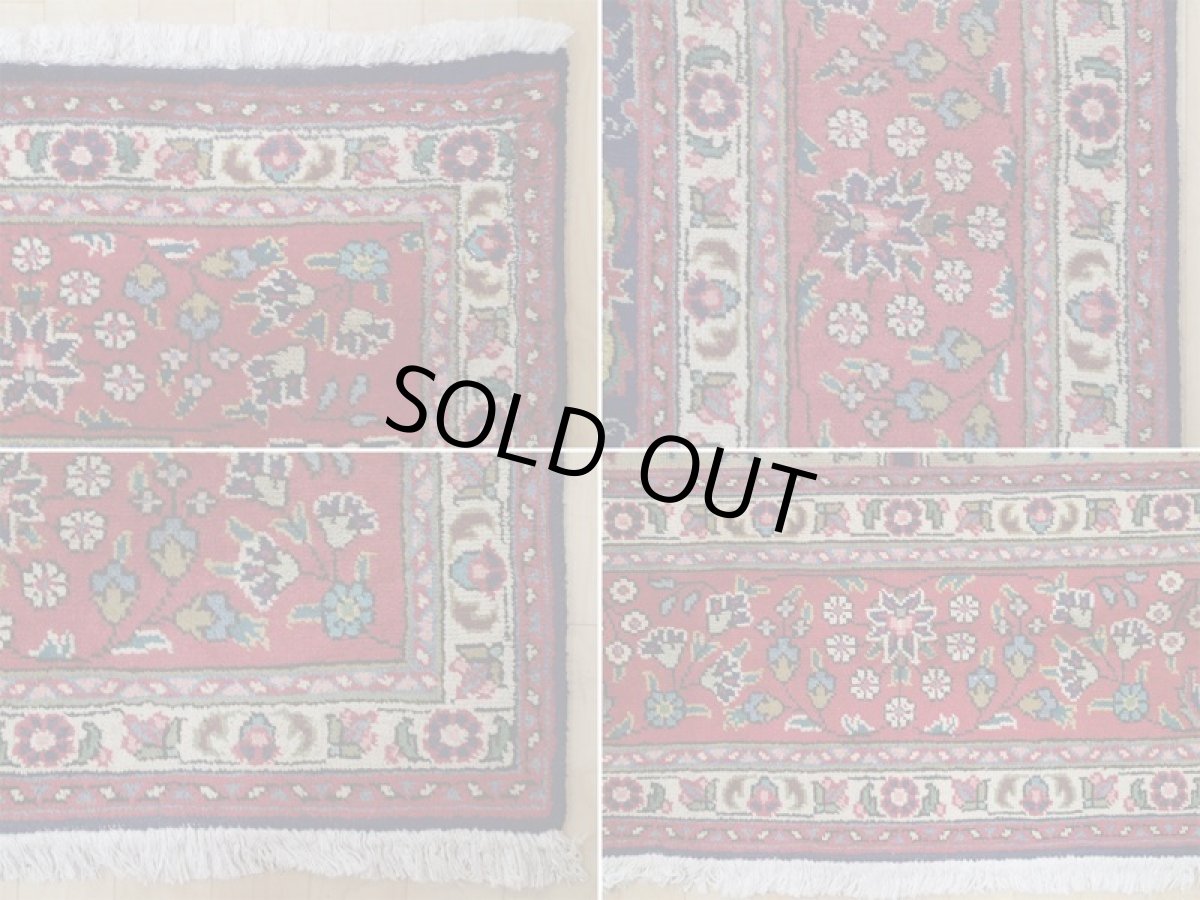 画像18: 良品 オールド ペルシャ 絨毯 タブリーズ リビング ダイニング 大判 3.5m 6畳 3人掛けソファ サイズ  344 x 251 cm z104 手織り トライバル ラグ 天然 ウール 敷物 マット カーペット 赤 紺 メダリオン 草木 花 柄 ヴィンテージ ビンテージ OLD (18)