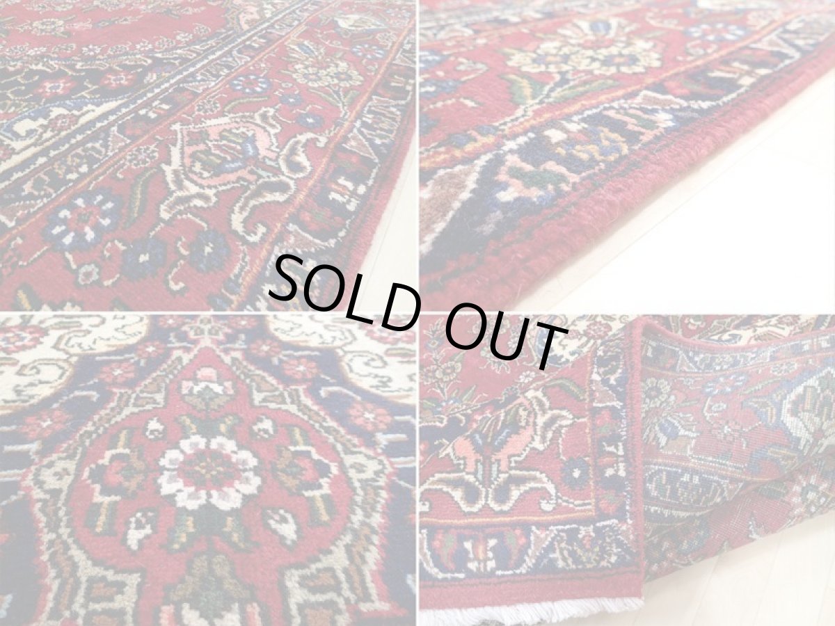 画像19: 良品 オールド ペルシャ 絨毯 タブリーズ リビング ダイニング 大判 3.5m 6畳 3人掛けソファ サイズ  345 x 227 cm z110 手織り トライバル ラグ 天然 ウール 敷物 マット カーペット 赤 メダリオン 工房名入り ヴィンテージ ビンテージ OLD (19)