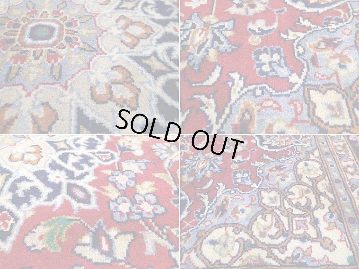 画像16: 美品 ペルシャ 絨毯 ナジャファバド リビング ダイニング 大判 3.2m 6畳 3人掛けソファ サイズ  317 x 205 cm z119 肉厚 天然 ウール 手織り トライバル ラグ 敷物 マット カーペット 赤 メダリオン 草木 花 柄 ヴィンテージ ビンテージ OLD (16)