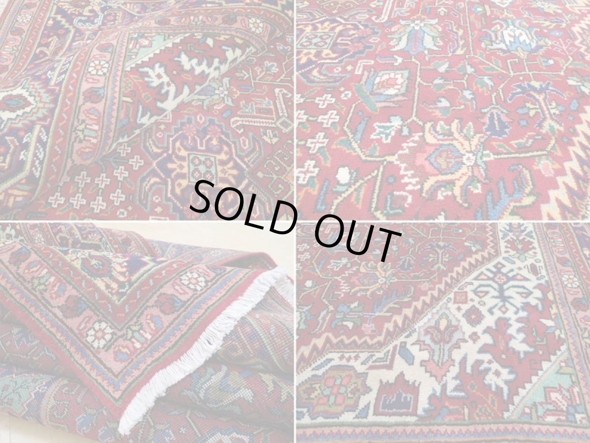 画像17: 良品 オールド ペルシャ 絨毯 タブリーズ リビング ダイニング 大判 3.7m 10畳 3人掛け コーナーソファ サイズ  365 x 244 cm z146 手織り トライバル ラグ 天然 ウール 敷物 マット カーペット 赤 メダリオン 草木 花 柄 ヴィンテージ ビンテージ OLD (17)