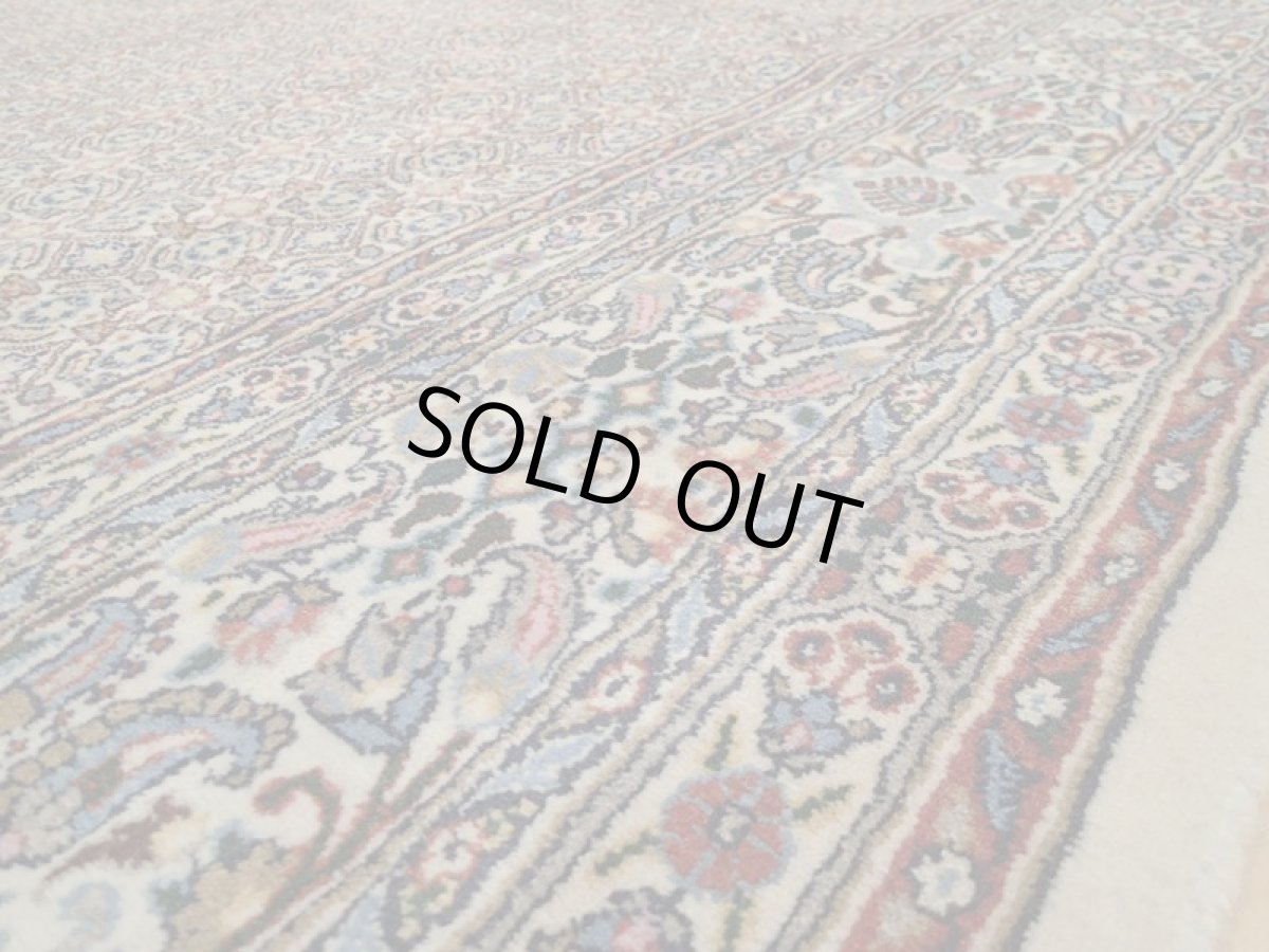 画像15: 新品 ペルシャ 絨毯 ビジャー(ムード) リビング ダイニング サイズ 3m 3畳 3人掛け ソファ サイズ 300 x 192 cm z131 ウール シルク 天然 手織り トライバル ラグ 敷物 マット カーペット クリーム マヒ 柄 (15)