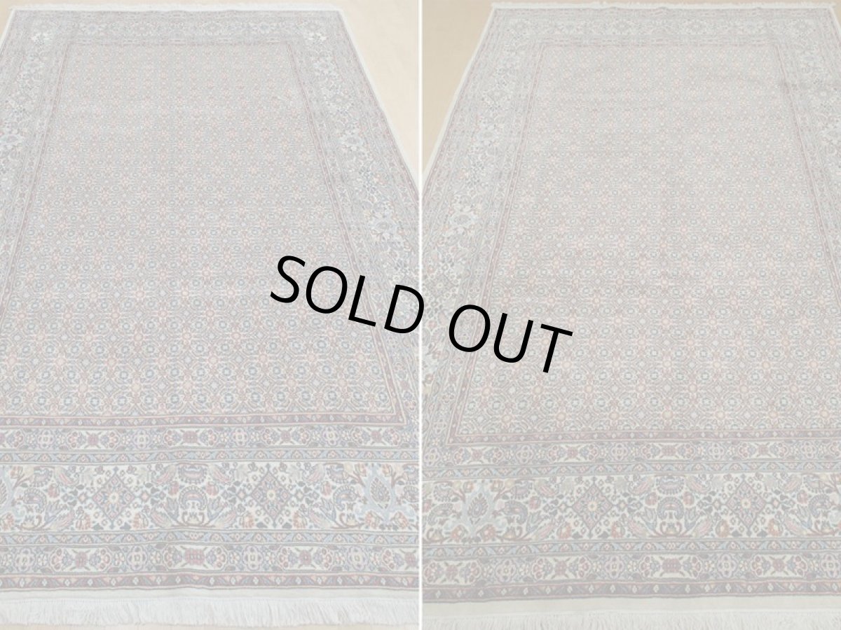 画像6: 新品 ペルシャ 絨毯 ビジャー(ムード) リビング ダイニング サイズ 3m 3畳 3人掛け ソファ サイズ 300 x 192 cm z131 ウール シルク 天然 手織り トライバル ラグ 敷物 マット カーペット クリーム マヒ 柄 (6)