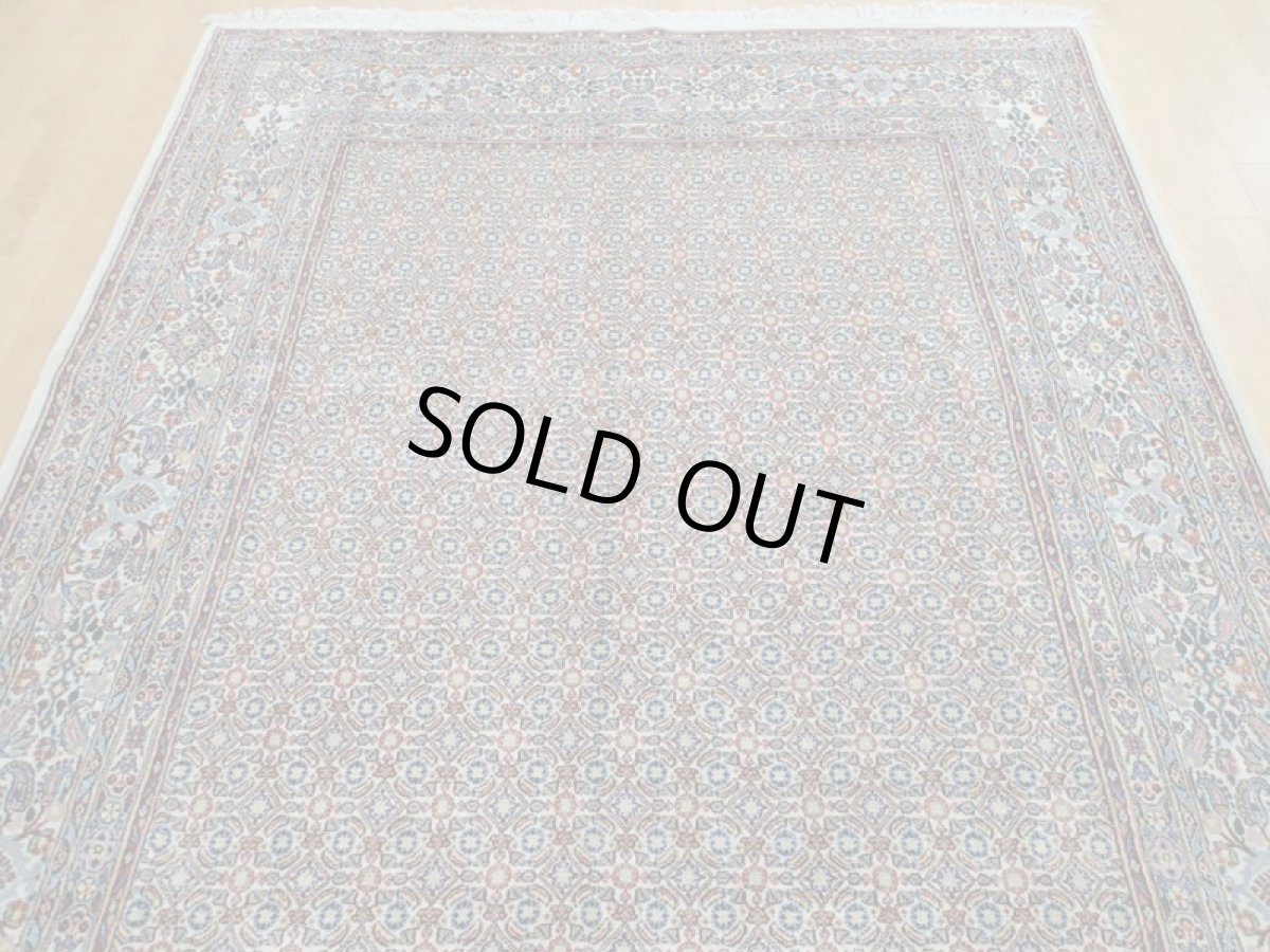 画像7: 新品 ペルシャ 絨毯 ビジャー(ムード) リビング ダイニング サイズ 3m 3畳 3人掛け ソファ サイズ 300 x 192 cm z131 ウール シルク 天然 手織り トライバル ラグ 敷物 マット カーペット クリーム マヒ 柄 (7)