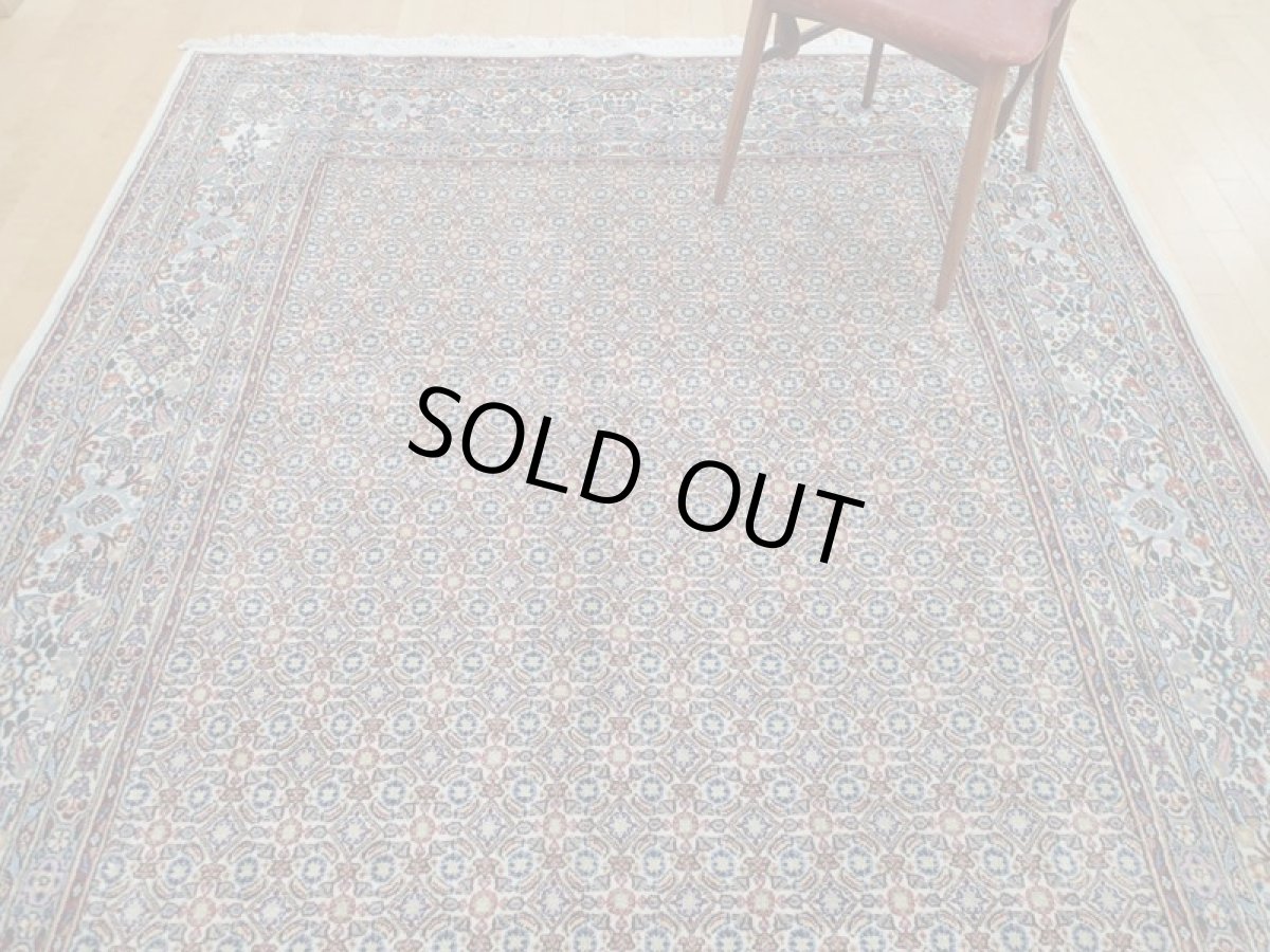 画像8: 新品 ペルシャ 絨毯 ビジャー(ムード) リビング ダイニング サイズ 3m 3畳 3人掛け ソファ サイズ 300 x 192 cm z131 ウール シルク 天然 手織り トライバル ラグ 敷物 マット カーペット クリーム マヒ 柄 (8)