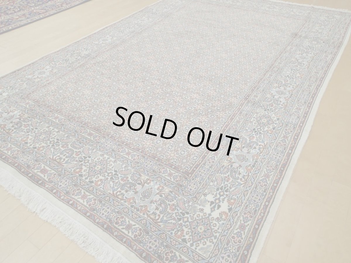 画像5: 新品 ペルシャ 絨毯 ビジャー(ムード) リビング ダイニング サイズ 3m 3畳 3人掛け ソファ サイズ 300 x 192 cm z131 ウール シルク 天然 手織り トライバル ラグ 敷物 マット カーペット クリーム マヒ 柄 (5)