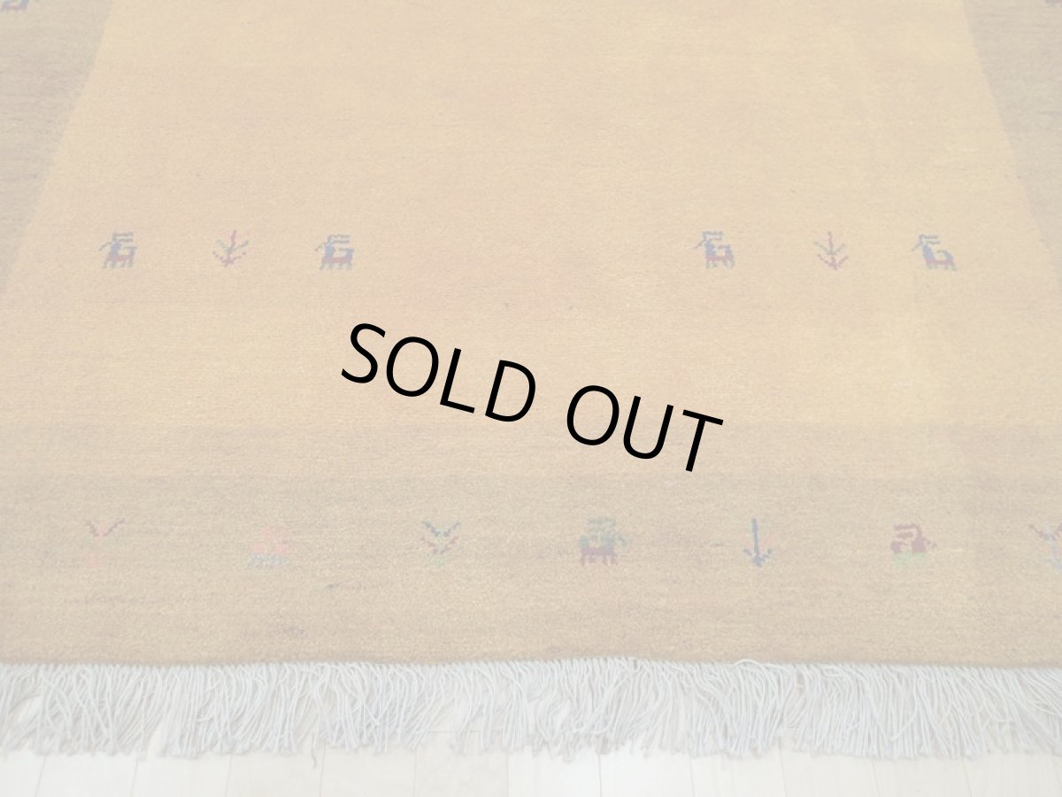 画像6: 新品 ペルシャ ギャッベ 2m リビング 3畳 2〜3人掛けソファ サイズ 200 x 158 cm 19 肉厚 ウール ギャベ 手織り 天然 ハンドメイド ラグ 絨毯 カーペット 黄 木 動物 柄 (6)