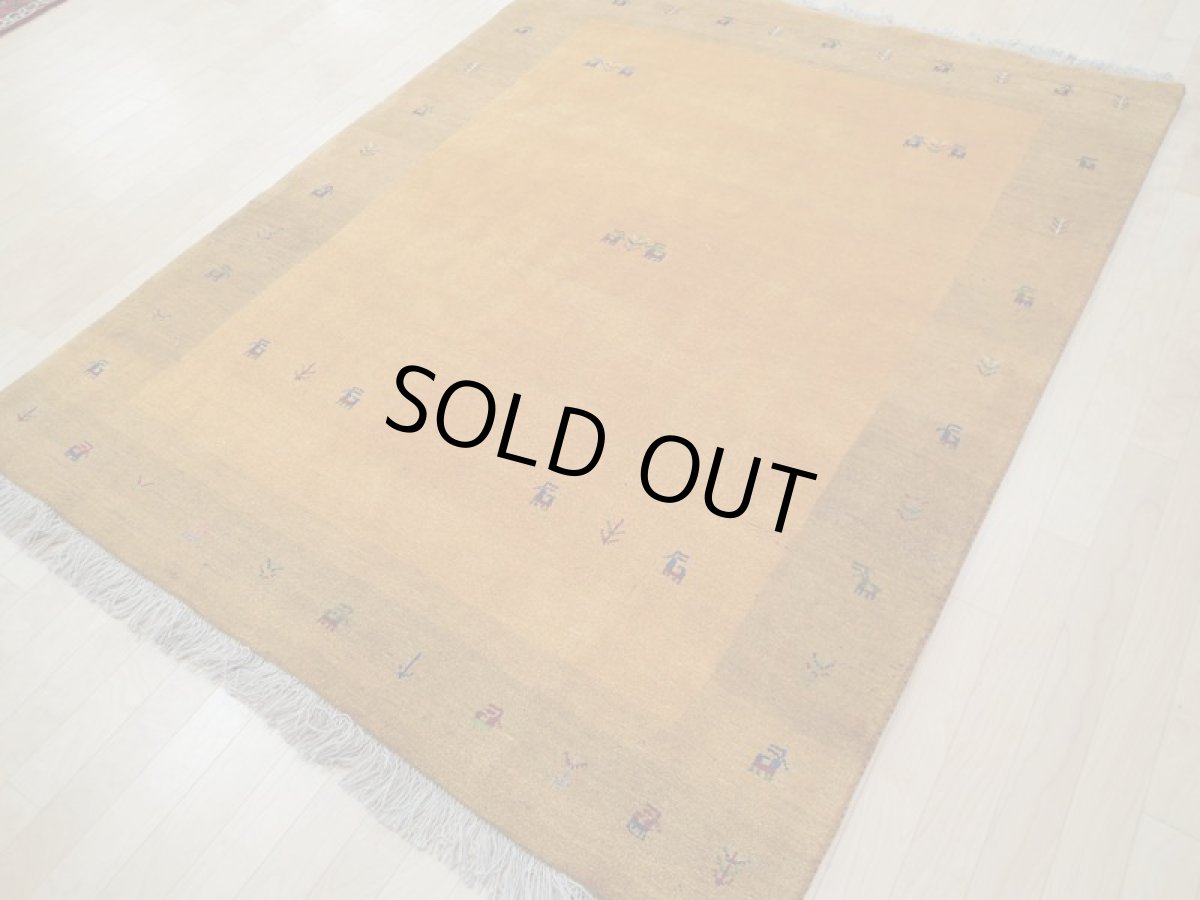 画像3: 新品 ペルシャ ギャッベ 2m リビング 3畳 2〜3人掛けソファ サイズ 200 x 158 cm 19 肉厚 ウール ギャベ 手織り 天然 ハンドメイド ラグ 絨毯 カーペット 黄 木 動物 柄 (3)