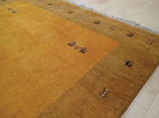 画像7: 新品 ペルシャ ギャッベ 2m リビング 3畳 2〜3人掛けソファ サイズ 200 x 158 cm 19 肉厚 ウール ギャベ 手織り 天然 ハンドメイド ラグ 絨毯 カーペット 黄 木 動物 柄 (7)