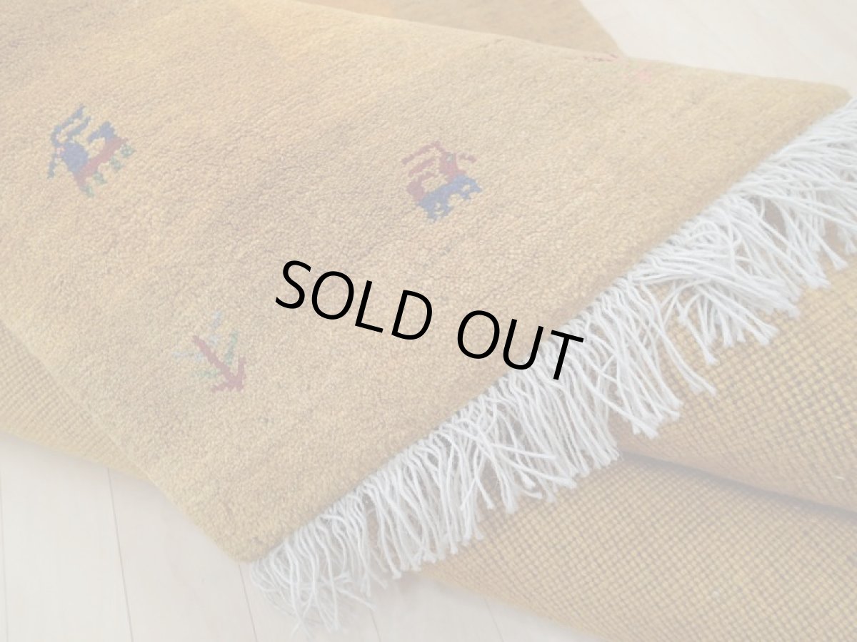 画像13: 新品 ペルシャ ギャッベ 2m リビング 3畳 2〜3人掛けソファ サイズ 200 x 158 cm 19 肉厚 ウール ギャベ 手織り 天然 ハンドメイド ラグ 絨毯 カーペット 黄 木 動物 柄 (13)