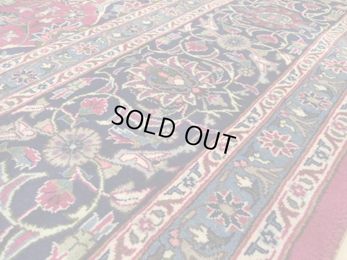 画像12: 美品 ペルシャ 絨毯 カシャーン リビング ダイニング 大判 4m 10畳 3人掛け コーナーソファ サイズ 405 x 305 cm z163 肉厚 ウール 天然 手織り トライバル ラグ 敷物 マット カーペット 紫 パープル メダリオン 草木 花 アラベスク 柄 ヴィンテージ ビンテージ OLD (12)