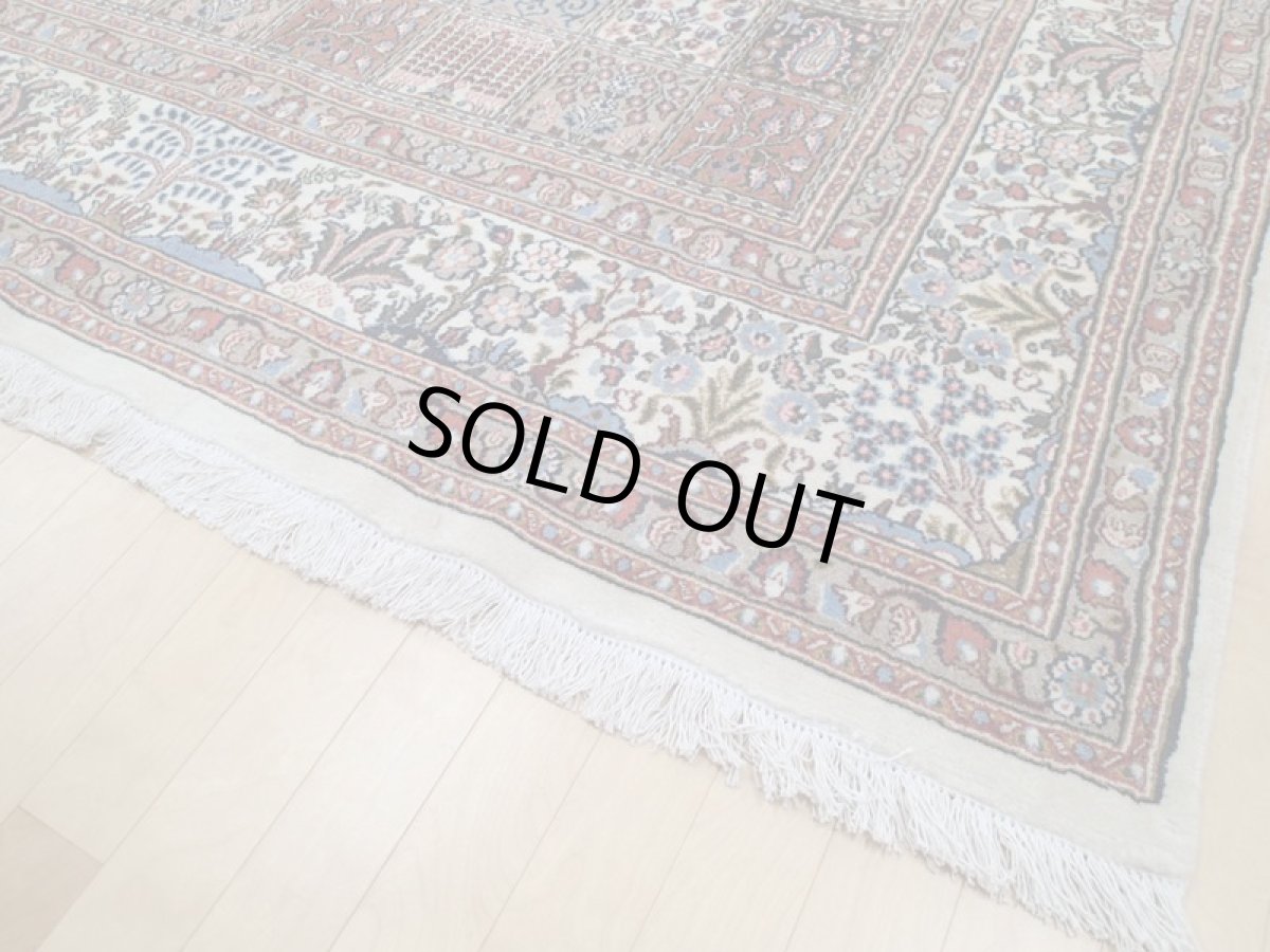 画像10: 新品 ペルシャ 絨毯 ビジャー(ムード) リビング ダイニング サイズ 3.1m 6畳 3人掛け ソファ サイズ 310 x 192 cm z123 ウール 天然 手織り トライバル ラグ 敷物 マット カーペット クリーム 茶 へシティ パネル ブロック 柄 (10)