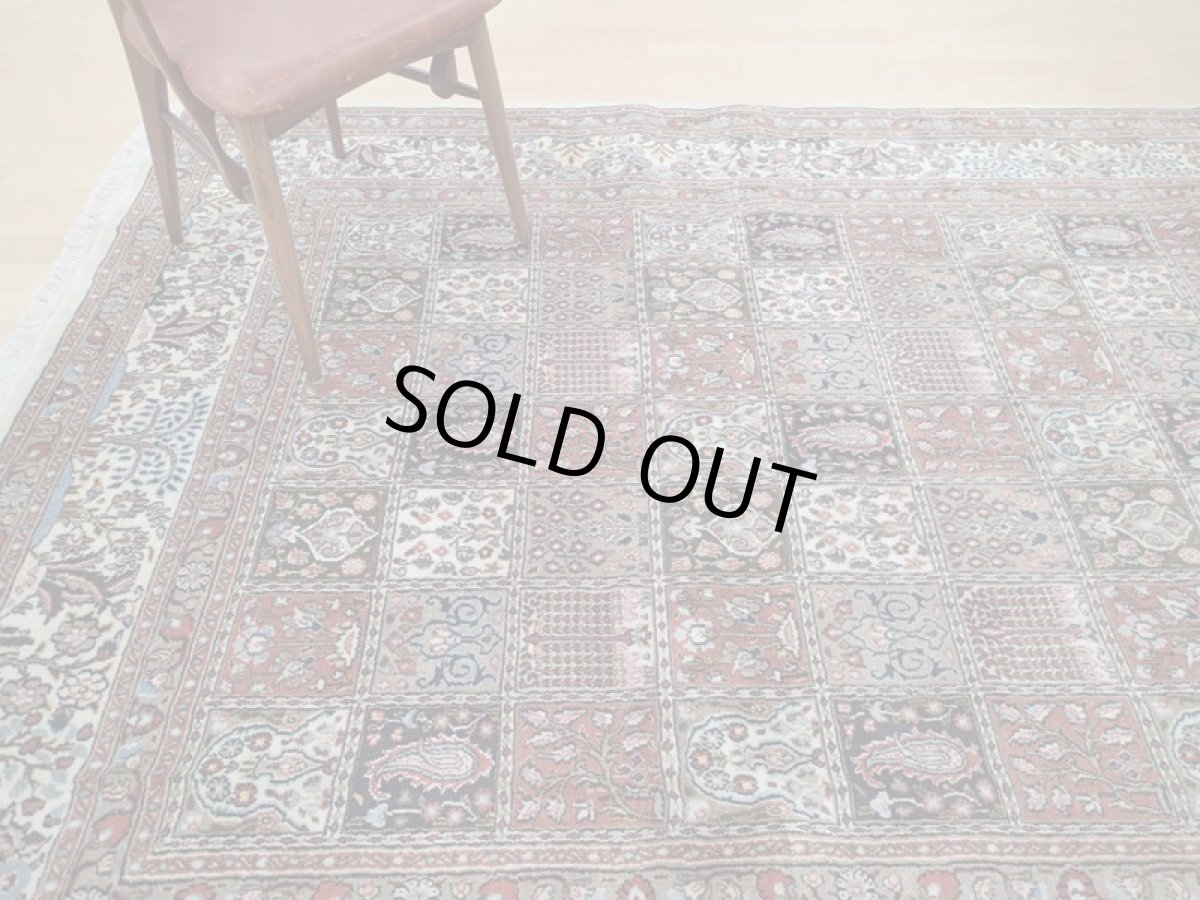 画像2: 新品 ペルシャ 絨毯 ビジャー(ムード) リビング ダイニング サイズ 3.1m 6畳 3人掛け ソファ サイズ 310 x 192 cm z123 ウール 天然 手織り トライバル ラグ 敷物 マット カーペット クリーム 茶 へシティ パネル ブロック 柄 (2)