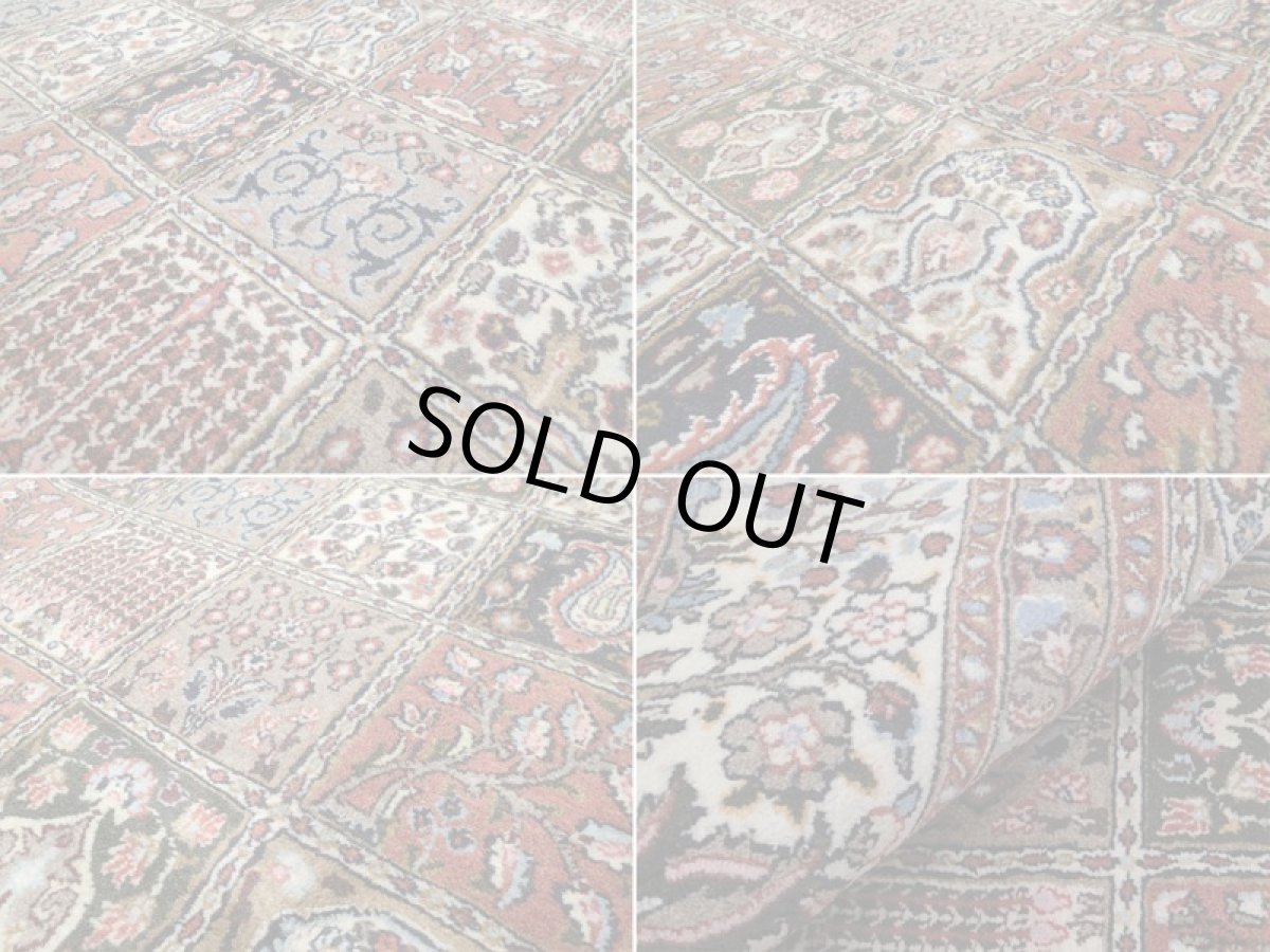 画像17: 新品 ペルシャ 絨毯 ビジャー(ムード) リビング ダイニング サイズ 3.1m 6畳 3人掛け ソファ サイズ 310 x 192 cm z123 ウール 天然 手織り トライバル ラグ 敷物 マット カーペット クリーム 茶 へシティ パネル ブロック 柄 (17)