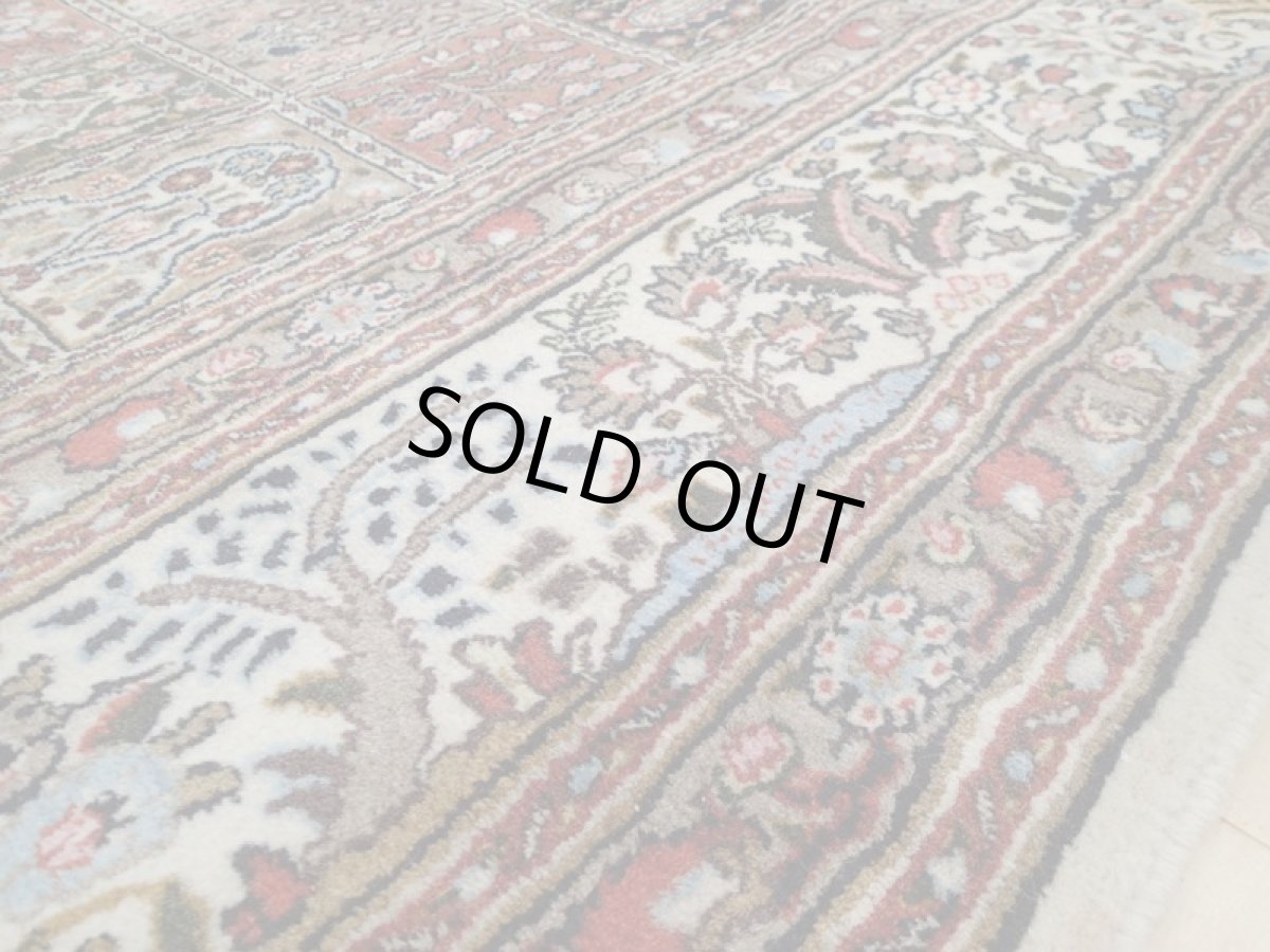 画像11: 新品 ペルシャ 絨毯 ビジャー(ムード) リビング ダイニング サイズ 3.1m 6畳 3人掛け ソファ サイズ 310 x 192 cm z123 ウール 天然 手織り トライバル ラグ 敷物 マット カーペット クリーム 茶 へシティ パネル ブロック 柄 (11)