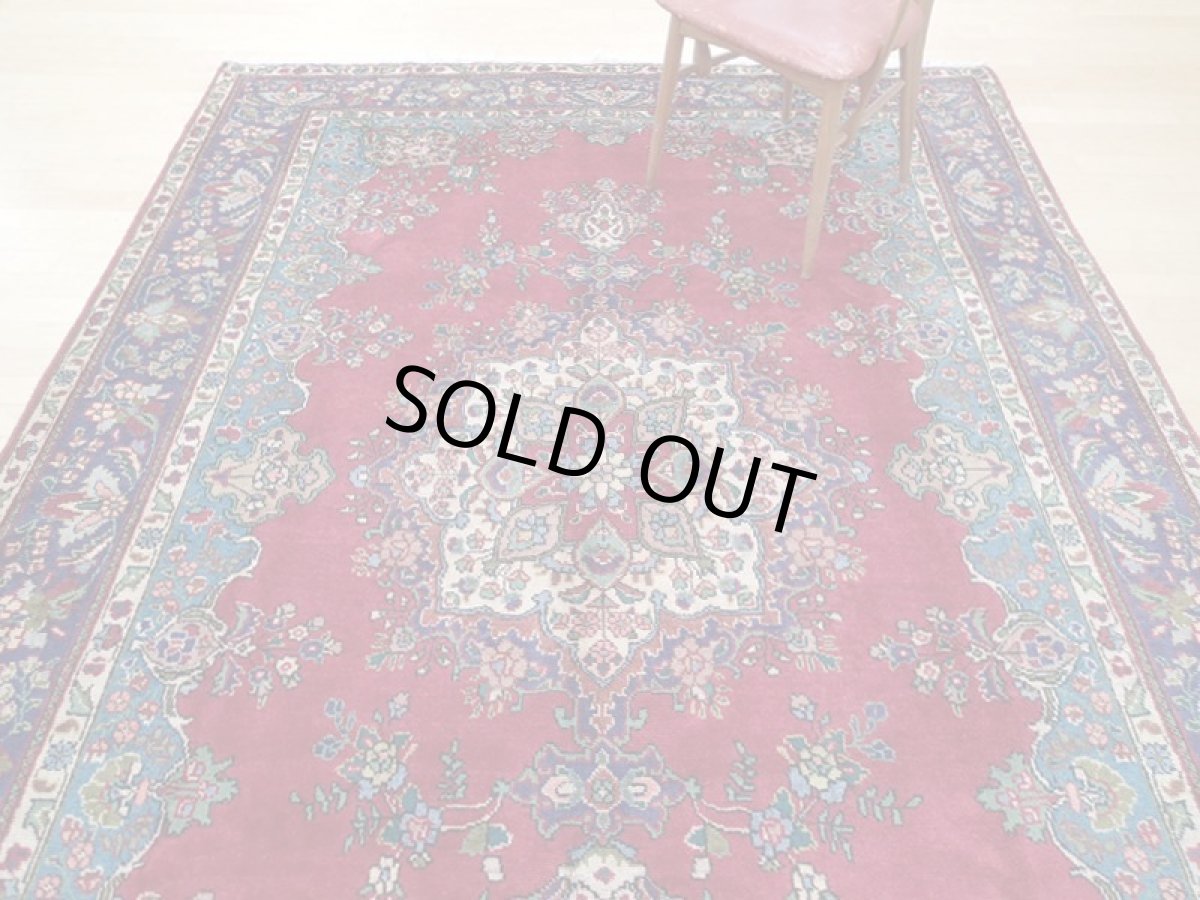 画像6: 良品 オールド ペルシャ 絨毯 タブリーズ リビング ダイニング 大判 3m 6畳 3人掛けソファ サイズ  300 x 208 cm z137 手織り トライバル ラグ 天然 ウール 敷物 マット カーペット 赤 メダリオン ヴィンテージ ビンテージ (6)