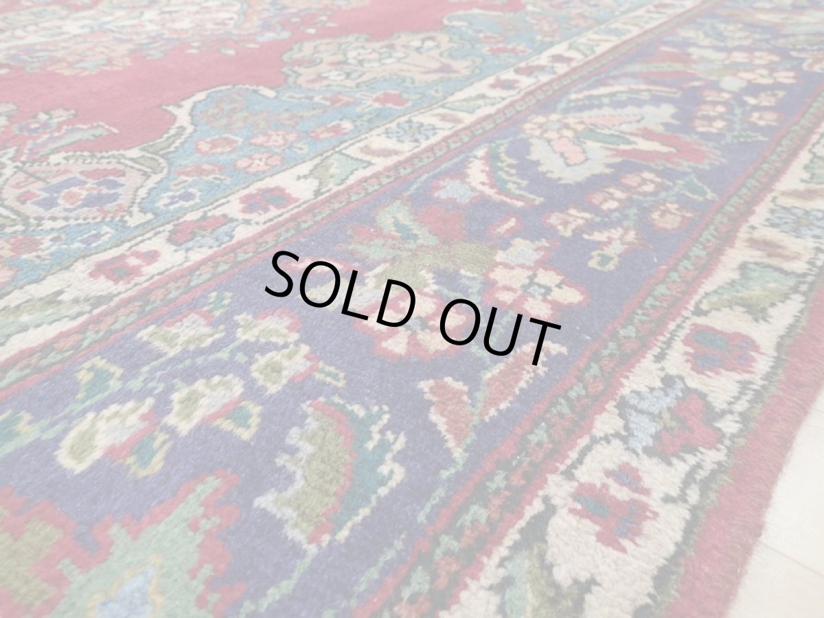 画像12: 良品 オールド ペルシャ 絨毯 タブリーズ リビング ダイニング 大判 3m 6畳 3人掛けソファ サイズ  300 x 208 cm z137 手織り トライバル ラグ 天然 ウール 敷物 マット カーペット 赤 メダリオン ヴィンテージ ビンテージ (12)