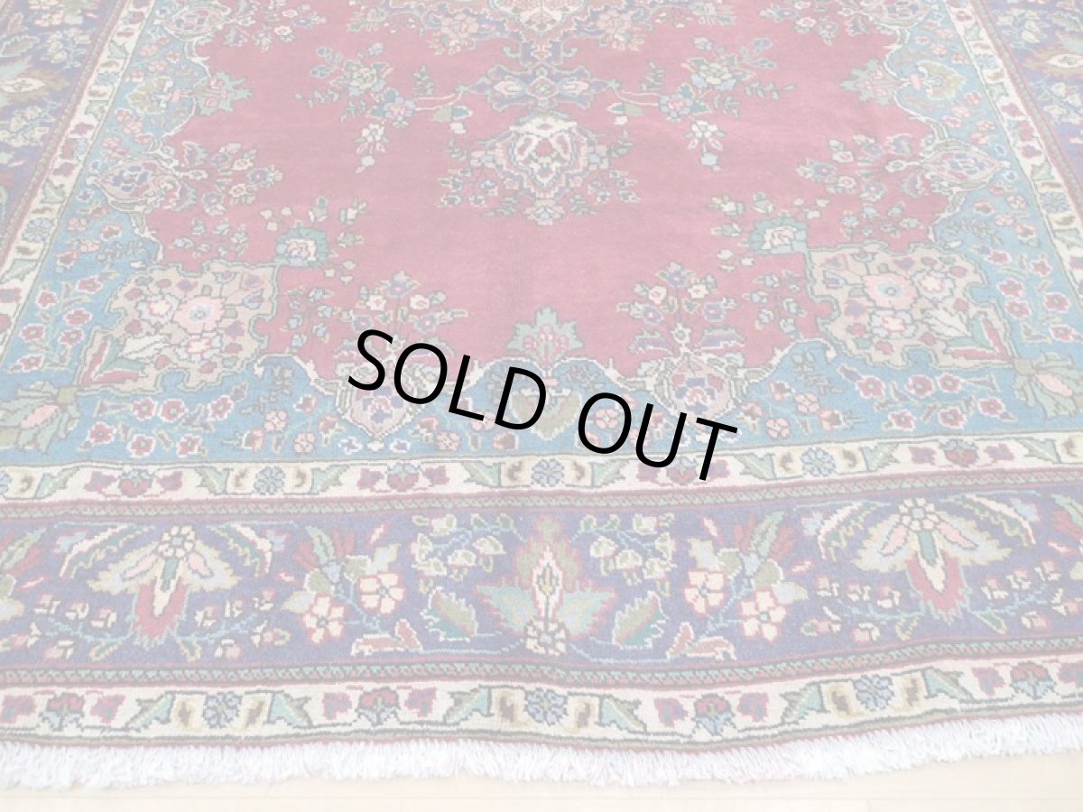 画像7: 良品 オールド ペルシャ 絨毯 タブリーズ リビング ダイニング 大判 3m 6畳 3人掛けソファ サイズ  300 x 208 cm z137 手織り トライバル ラグ 天然 ウール 敷物 マット カーペット 赤 メダリオン ヴィンテージ ビンテージ (7)