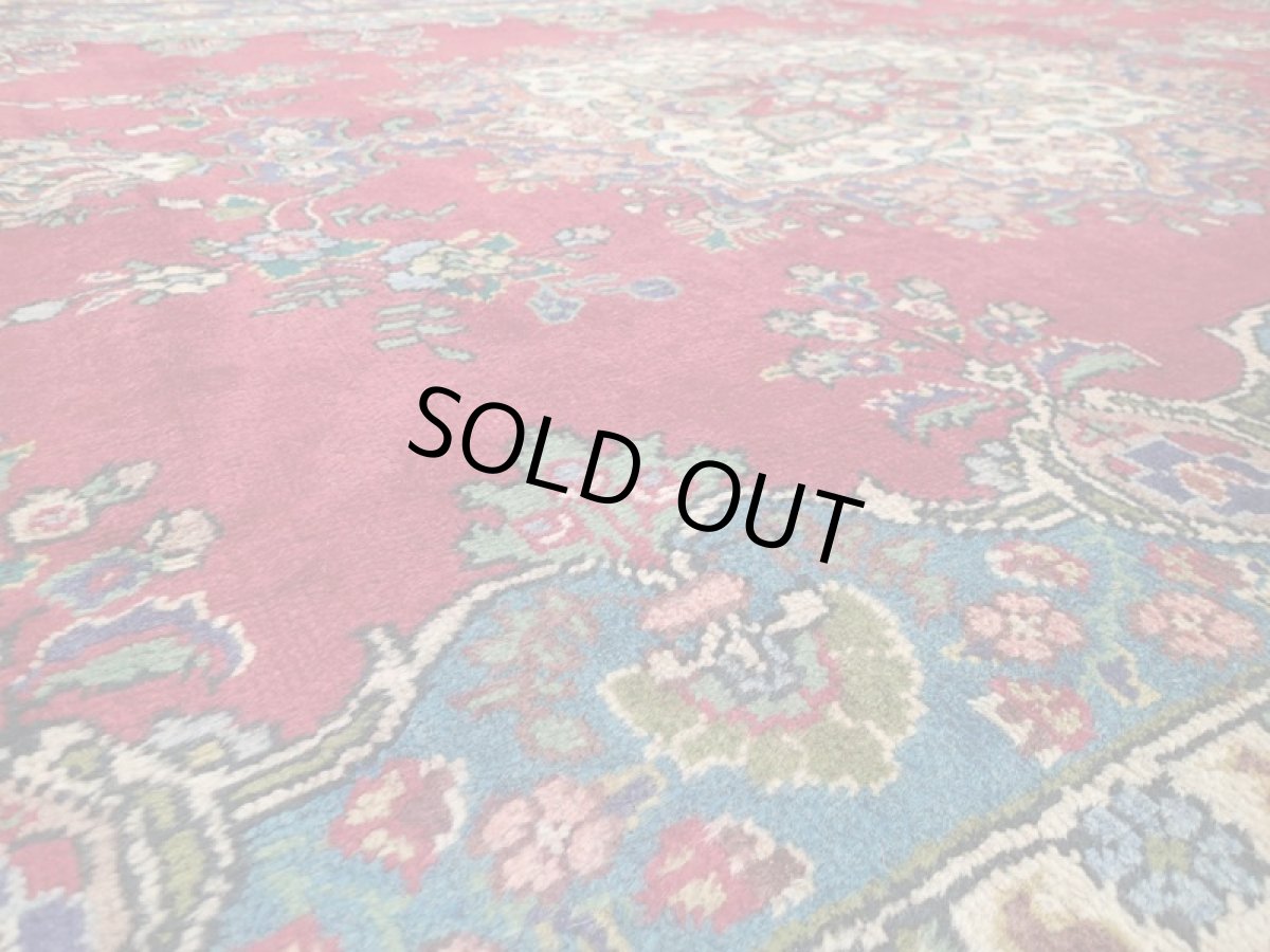 画像11: 良品 オールド ペルシャ 絨毯 タブリーズ リビング ダイニング 大判 3m 6畳 3人掛けソファ サイズ  300 x 208 cm z137 手織り トライバル ラグ 天然 ウール 敷物 マット カーペット 赤 メダリオン ヴィンテージ ビンテージ (11)